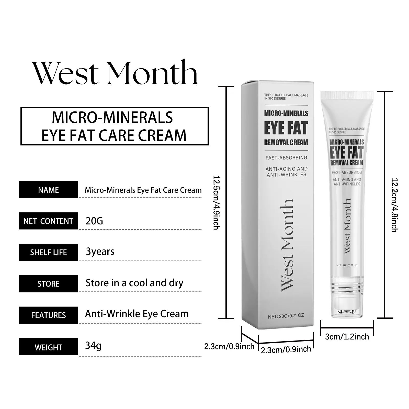 Firming Eye Cream with Hyaluronic Acid for Fine Lines - West&Month 1 firming eye cream moisturize tighten lighten lines West Month 458 7042