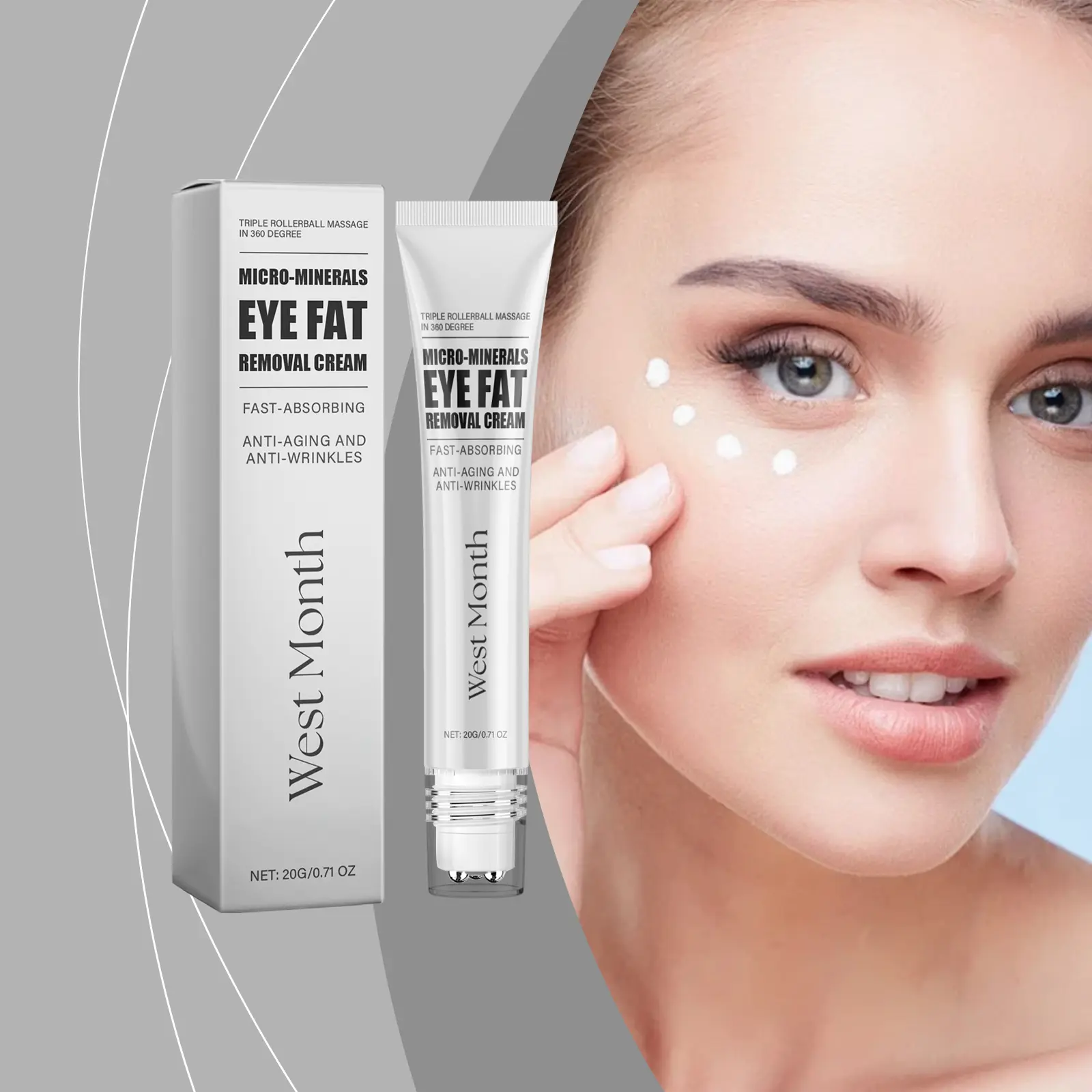 Firming Eye Cream with Hyaluronic Acid for Fine Lines - West&Month 2 firming eye cream moisturize tighten lighten lines West Month 458 7043