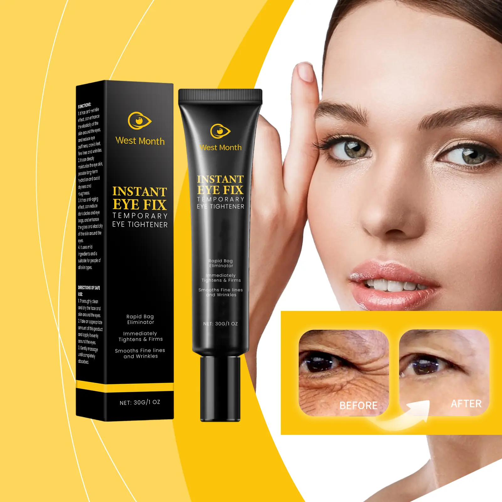 Firming Eye Cream for Fine Lines & Dark Circles - West&Month 2 firming eye cream reduce lines moisturize improve West Month 648 9381