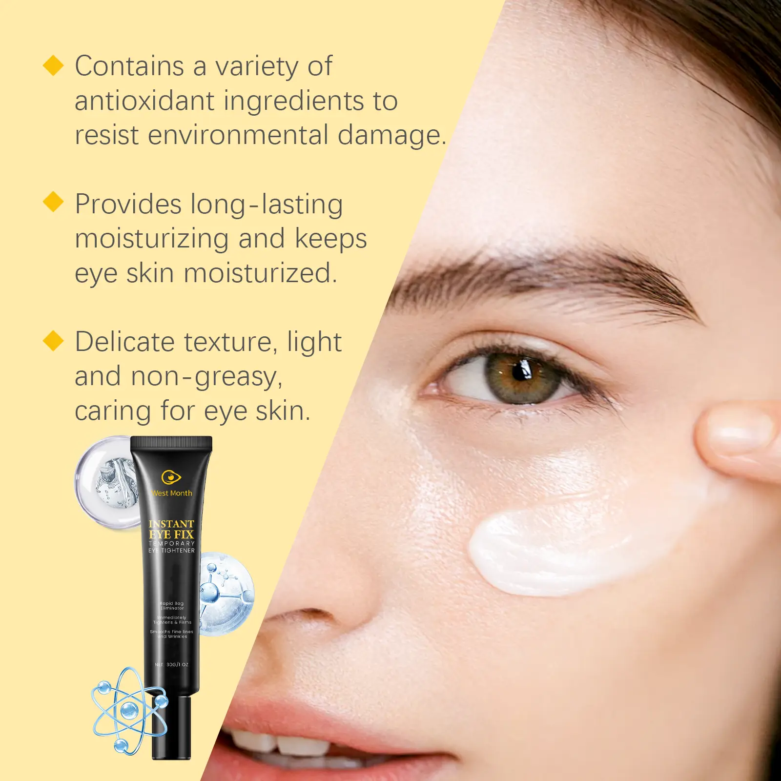 Firming Eye Cream for Fine Lines & Dark Circles - West&Month 7 firming eye cream reduce lines moisturize improve West Month 648 9384