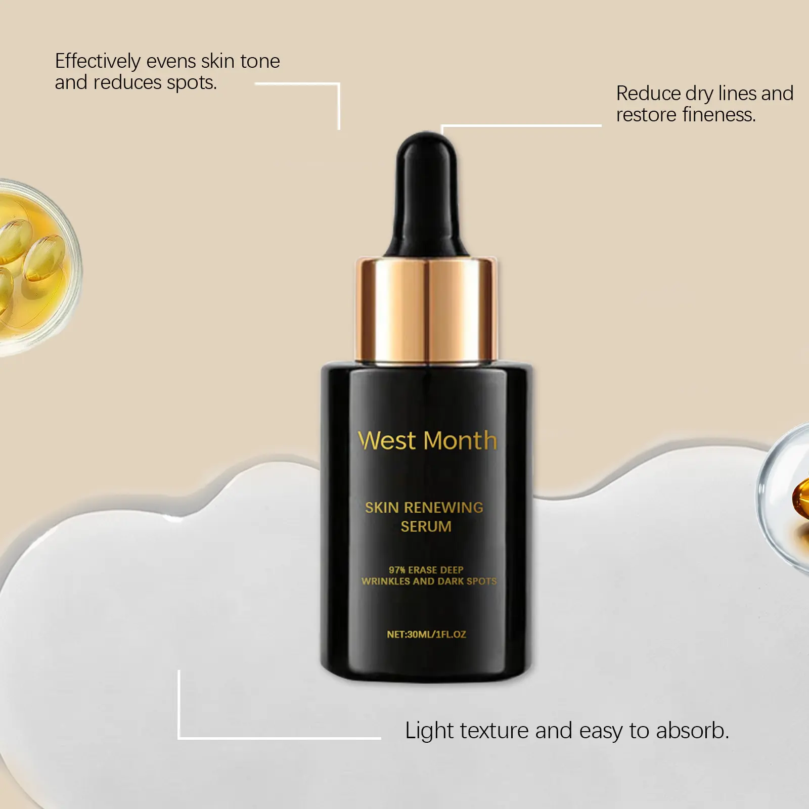 Firming Serum for Fine Lines & Hydration - West&Month 8 firming serum hydrate moisturize smooth lines West Month 577 8630