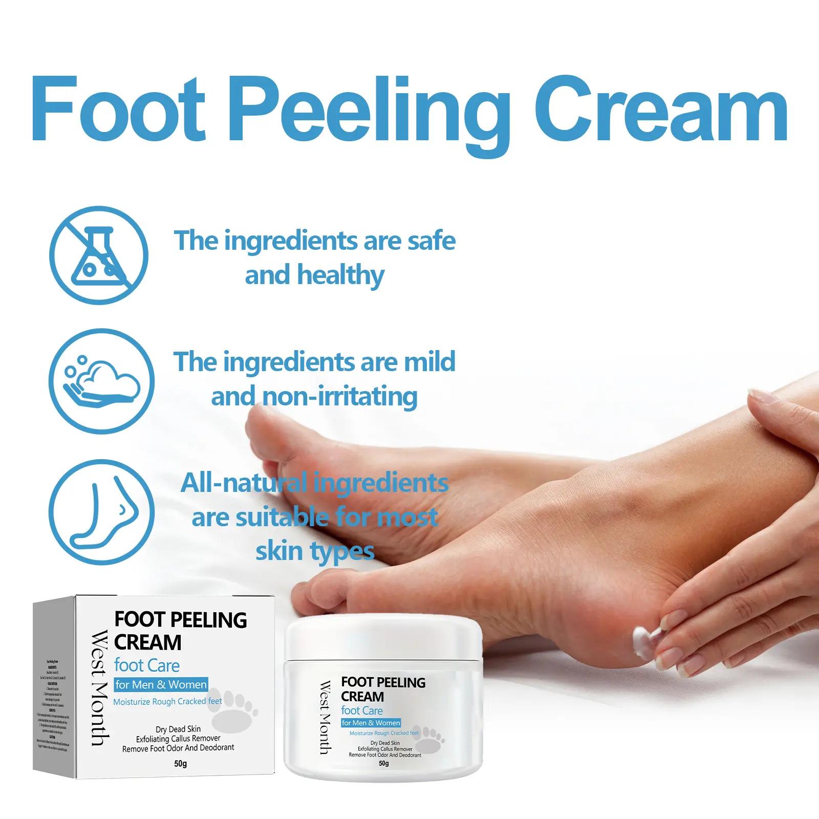 Foot Care Cream for Calluses and Cracked Heels - West&Month 7 foot care cream repair calluses moisturize heel West Month 602 8870