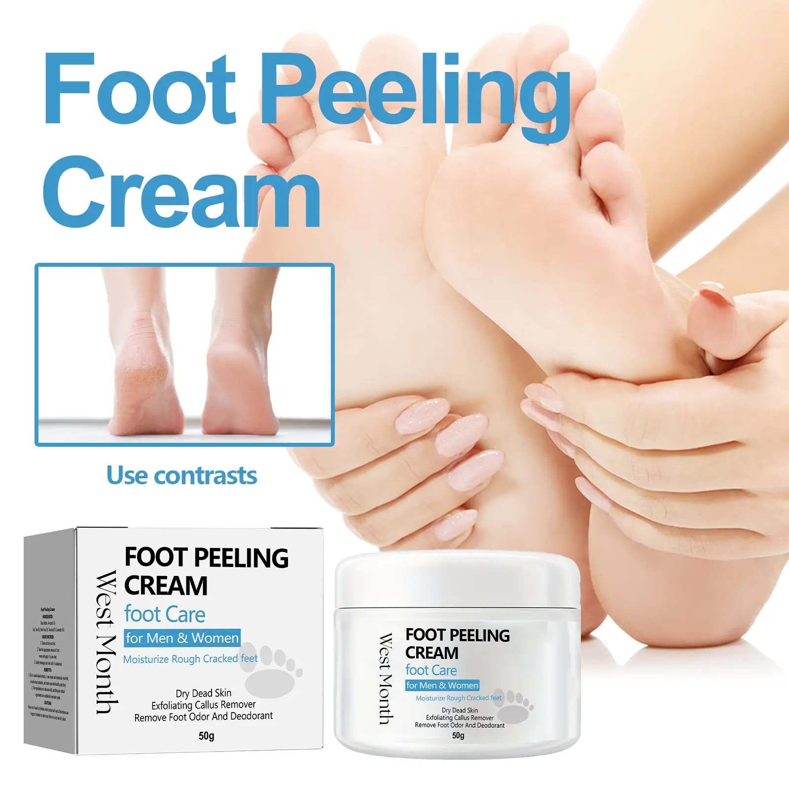 Foot Care Cream for Calluses and Cracked Heels - West&Month 2 foot care cream repair calluses moisturize heel West Month 602 8874