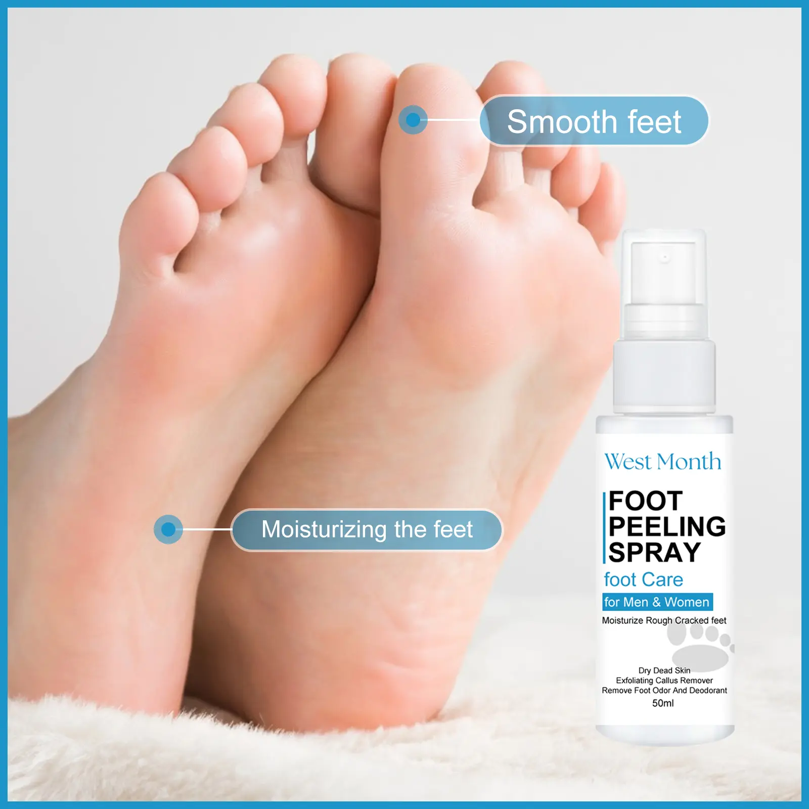 Foot Care Spray for Dry Cracked Feet & Odor Control - West&Month 7 foot care spray anti crack clean moisturize West Month 380 5967