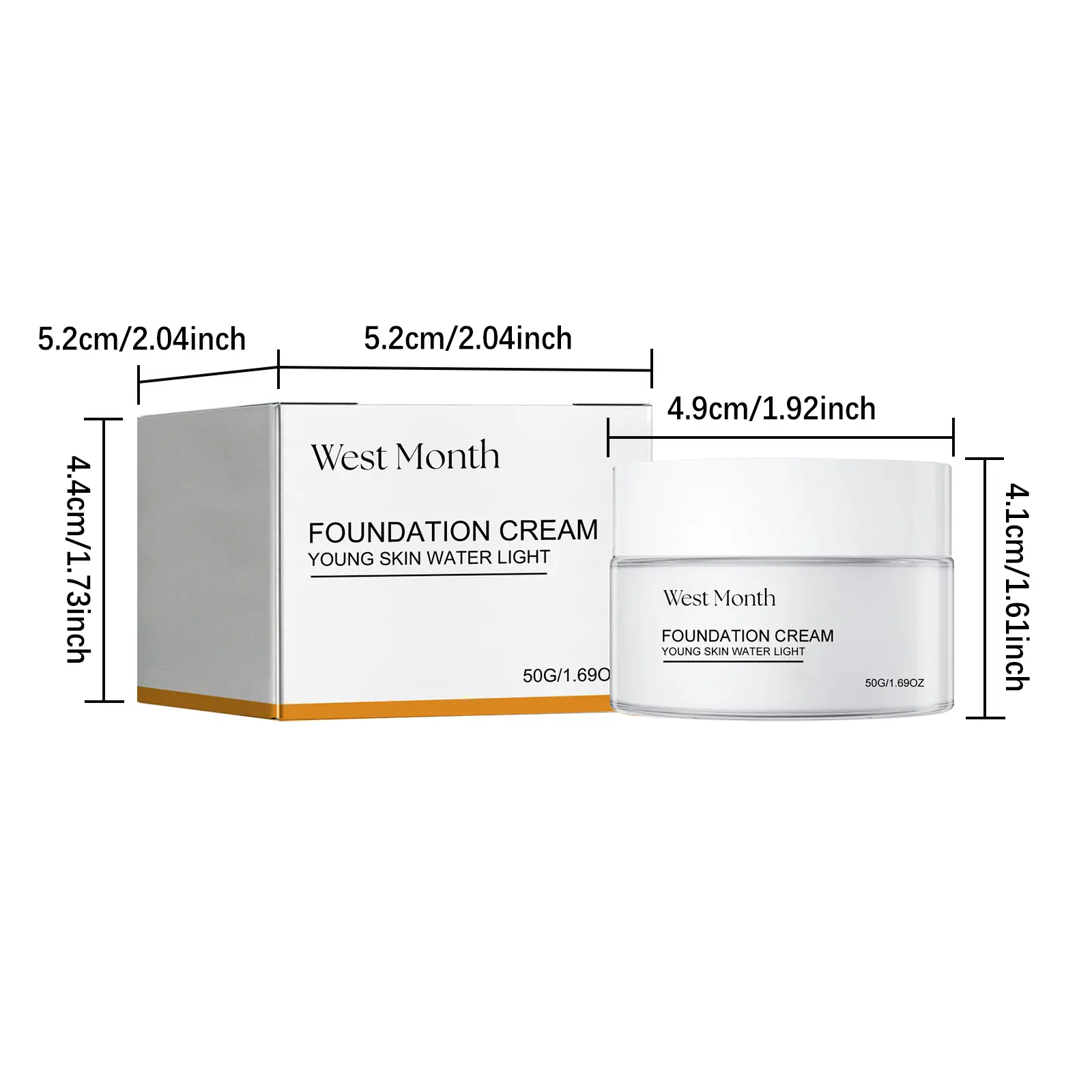 Natural Foundation Cream: Brightening & Moisturizing - West&Month 1 foundation cream natural non greasy brightening West Month 343 5446