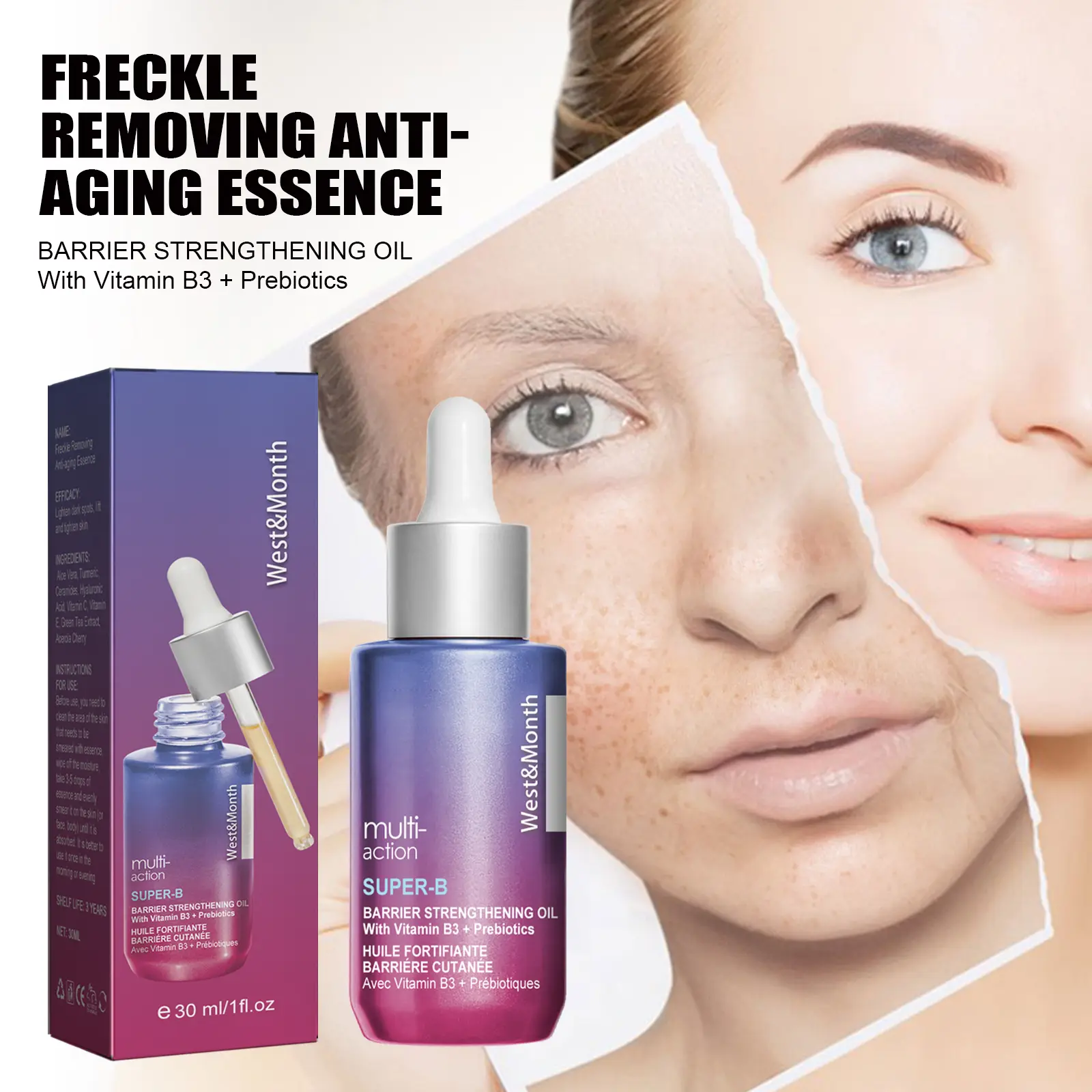 Anti-Aging Skin Essence for Wrinkles & Freckles - West&Month 1 freckle removing essence anti aging firming West Month 140 2861