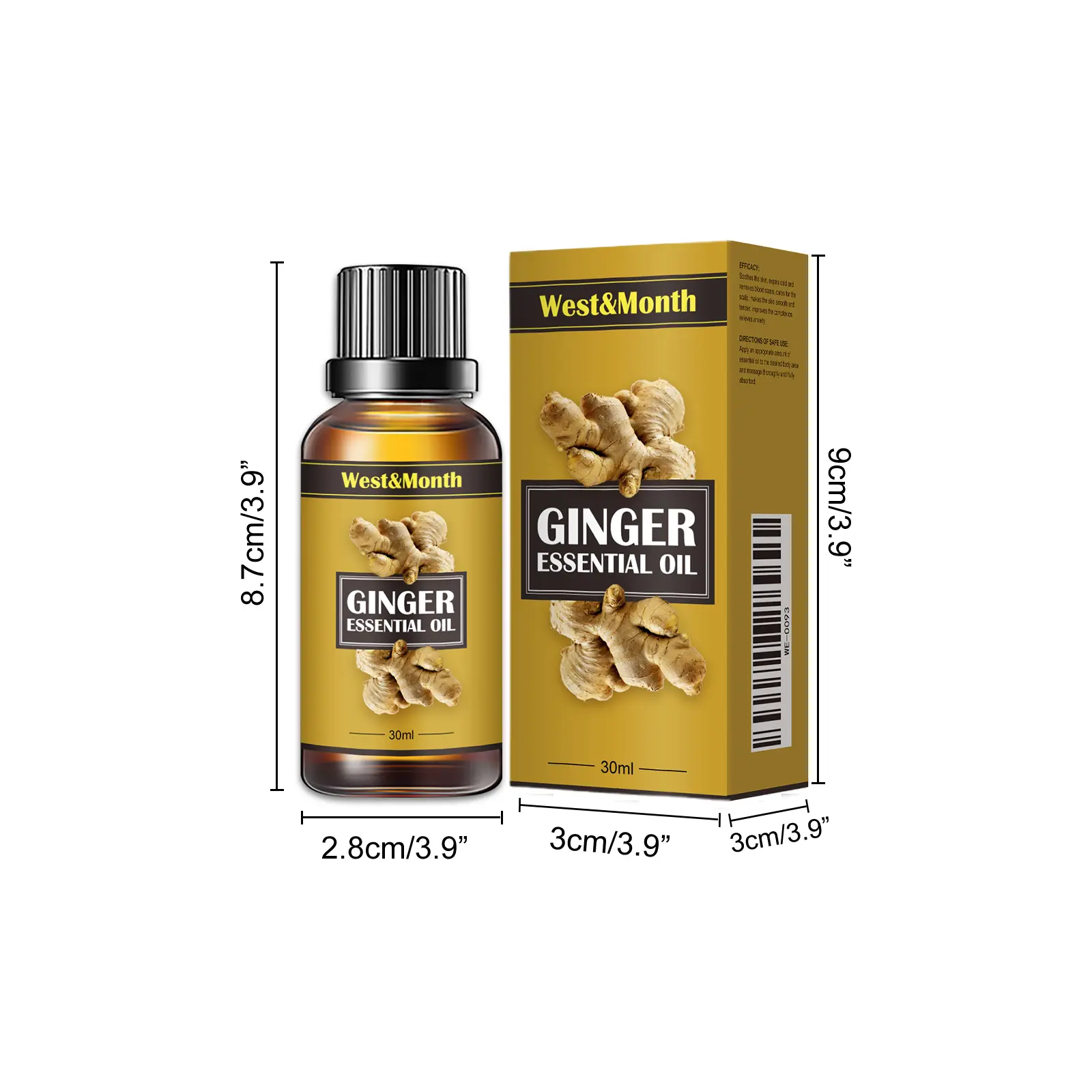 Ginger Essential Oil for Body Firming & Relaxation - West&Month 1 ginger care oil firming relax muscle massage West Month 205 3667