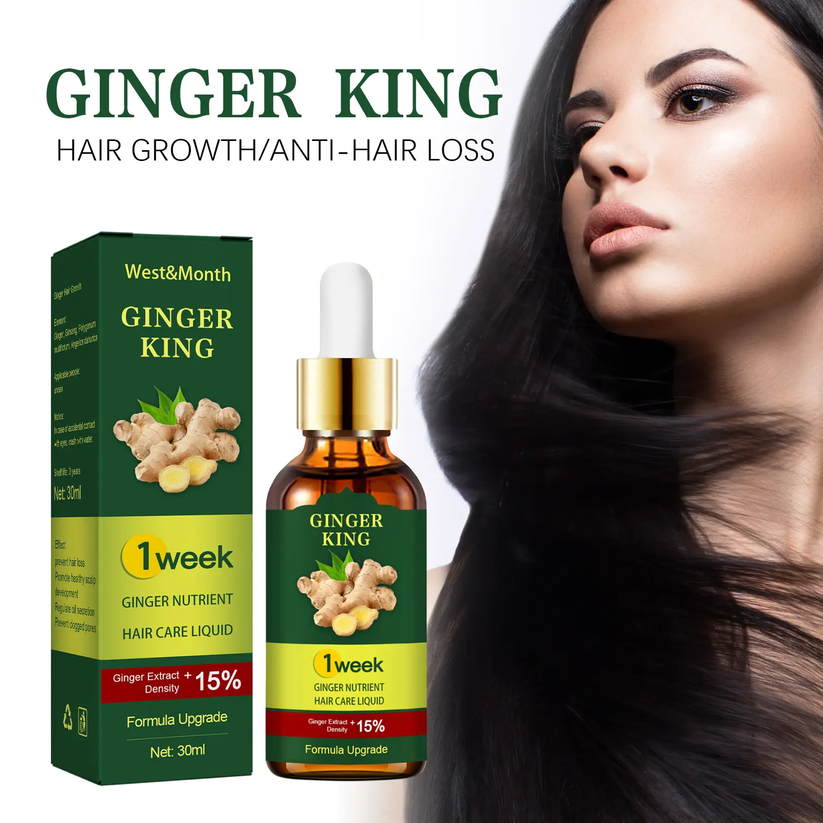 Ginger Hair Essence Nourishing Hair Oil for Damaged Hair - West&Month 2 ginger hair essence nourish ginger solution West Month 661 9476