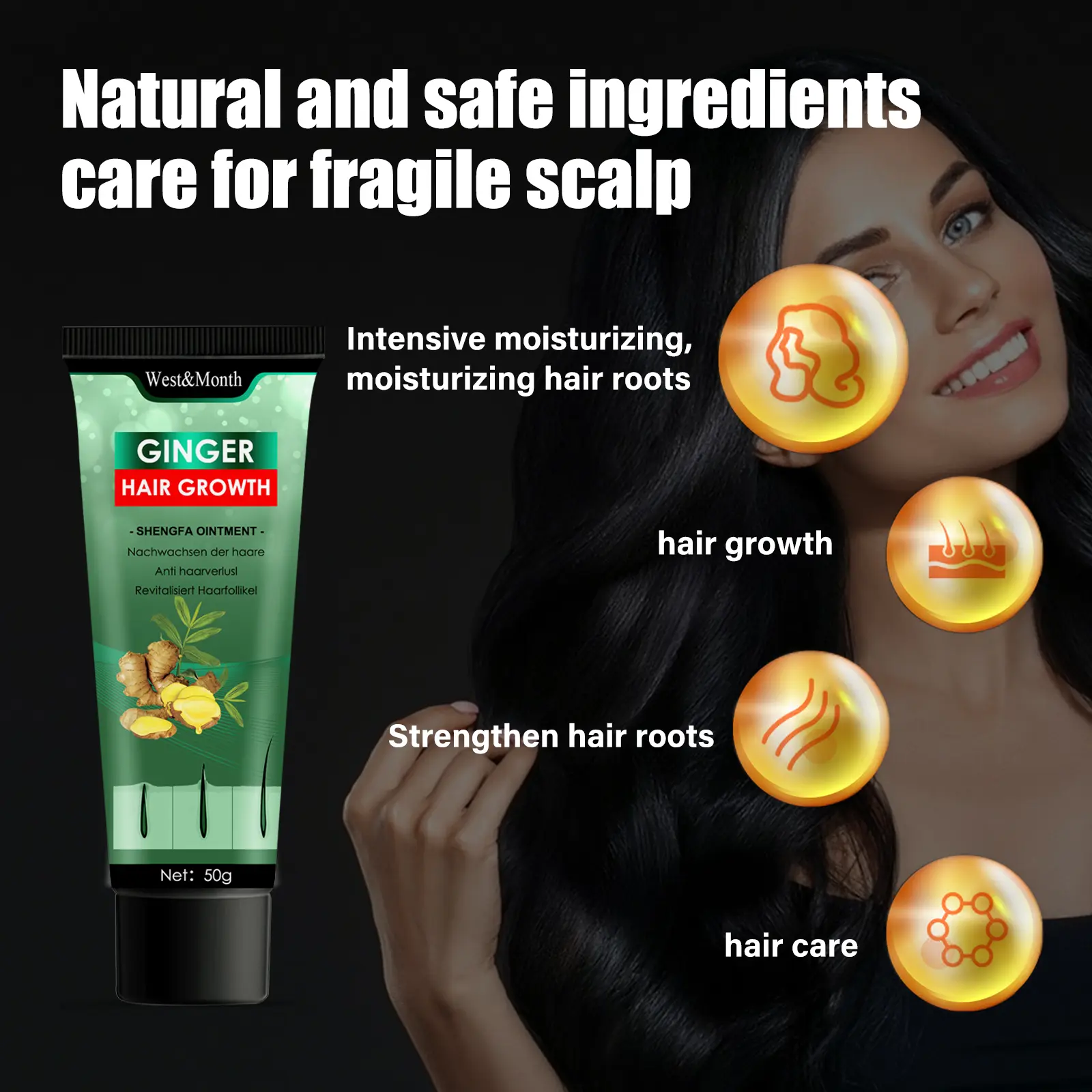 Ginger Hair Ointment Thickening & Moisturizing Cream - West&Month 5 ginger hair ointment moisturize thicken prevent loss West Month 196 3554