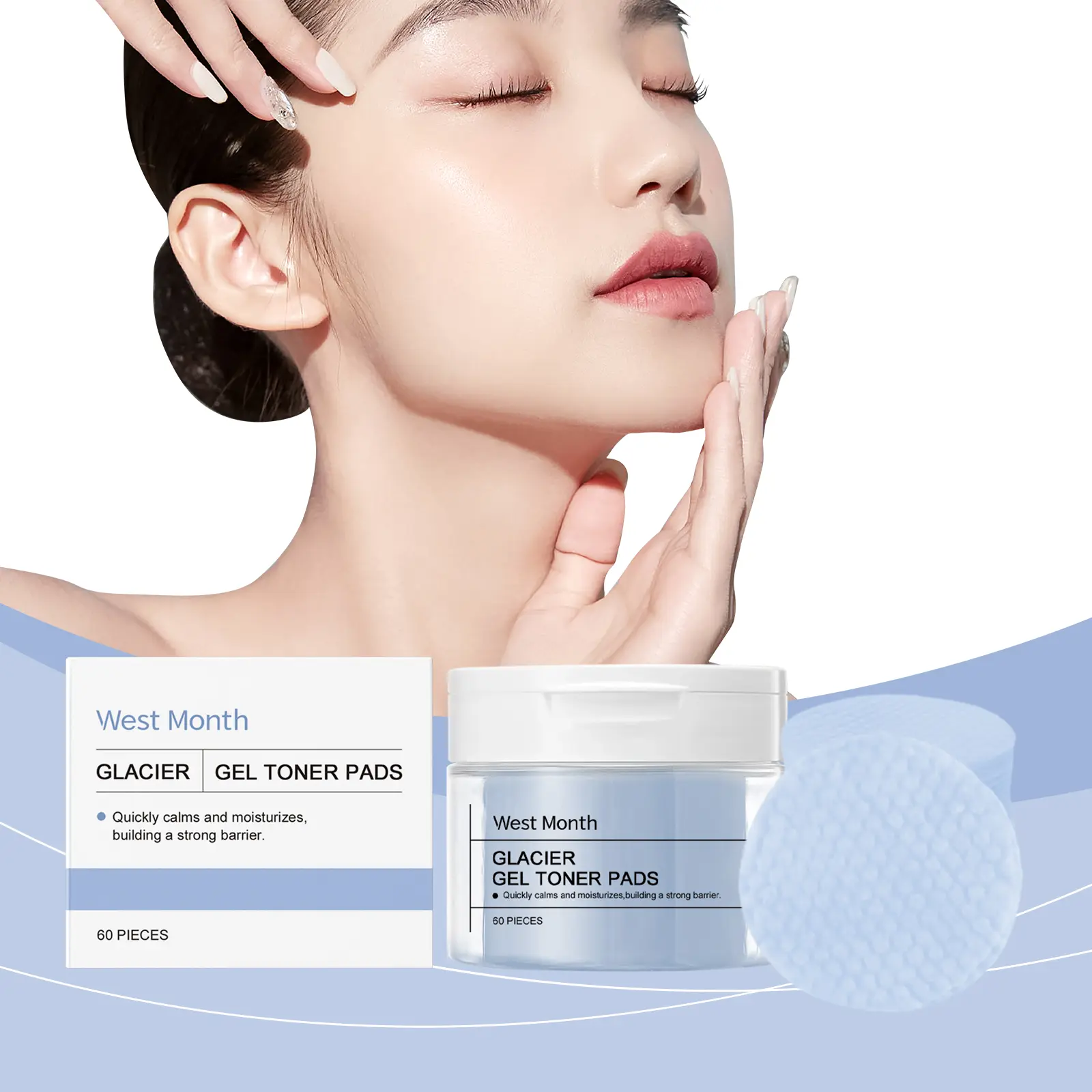 Glacier Water Soothing Pads for Moisturizing & Calming Skin - West&Month 2 glacier water pad gently repair soothe brighten West Month 309 5005