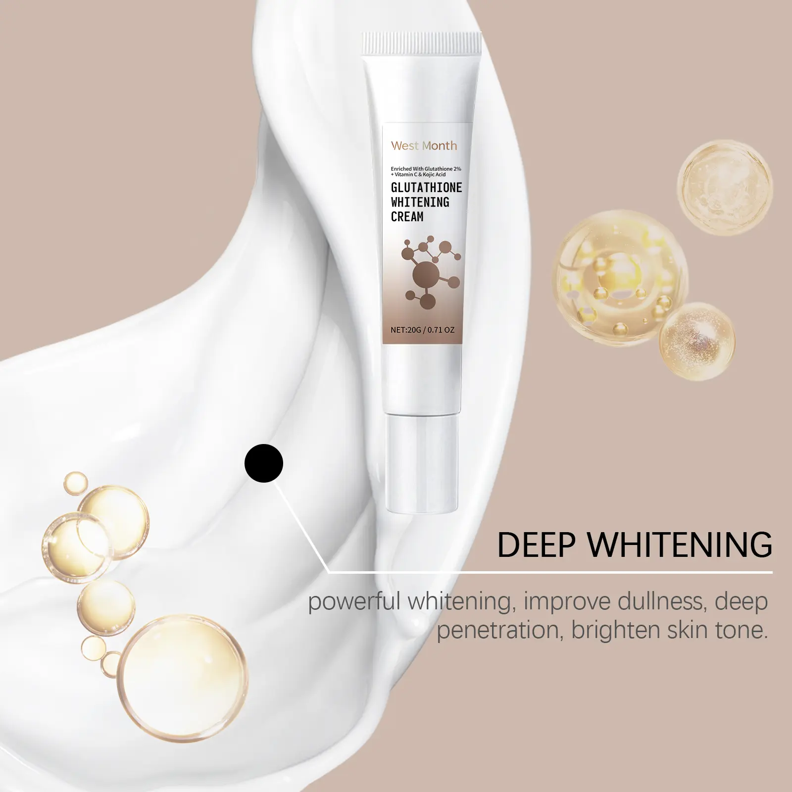 Glutathione Facial Cream with Vitamin C & Kojic Acid - West&Month 7 glutathione cream gentle moisturize facial tender West Month 563 8488