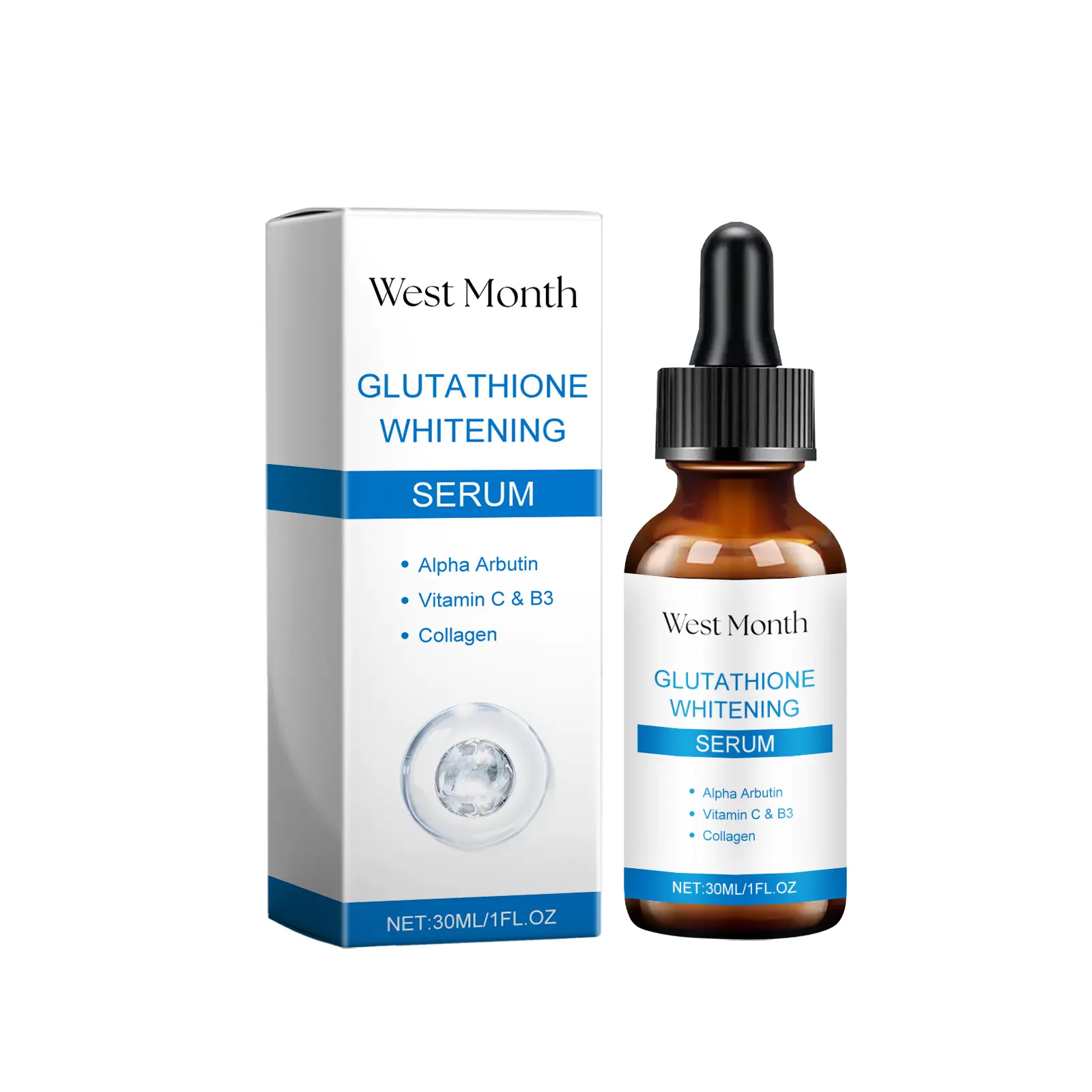 West&Month Glutathione Serum Review: My Honest Thoughts After 30 Days 1 West&Month Glutathione Serum bottle on a bathroom counter