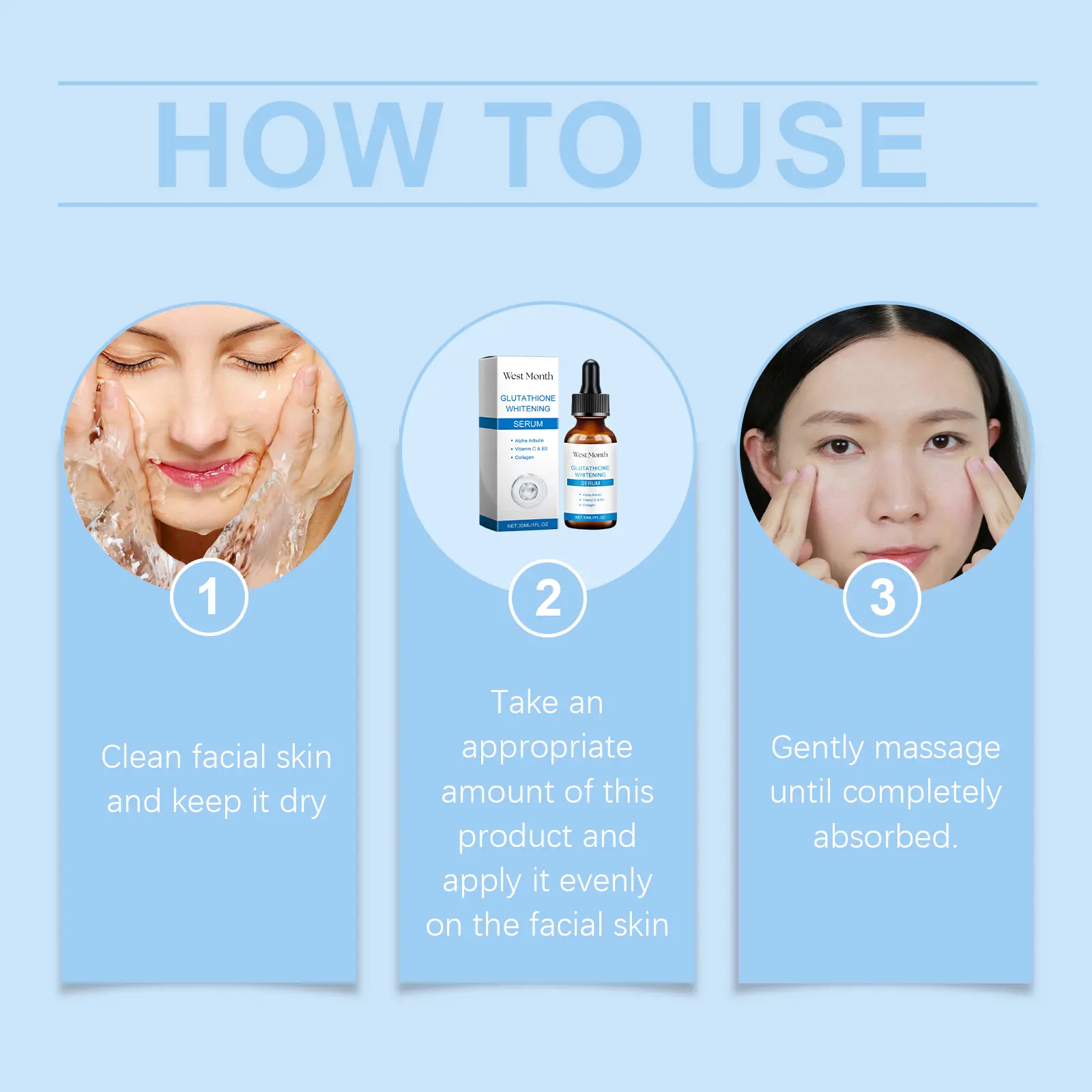 Glutathione Brightening Serum Moisturizing Face Care - West&Month 4 glutathione serum brighten moisturize nourish West Month 242 4169