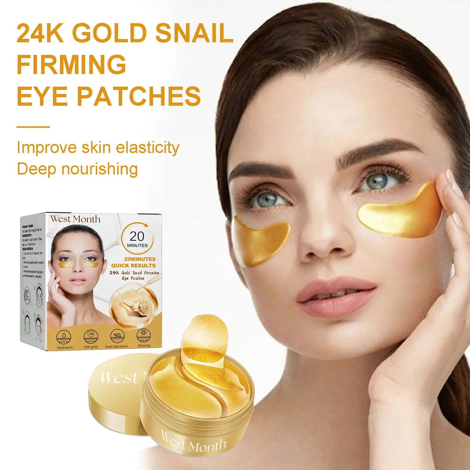 West&Month Gold Snail Eye Patches Review: Glam or Gimmick? 2 Close-up of the gold snail eye patch on skin
