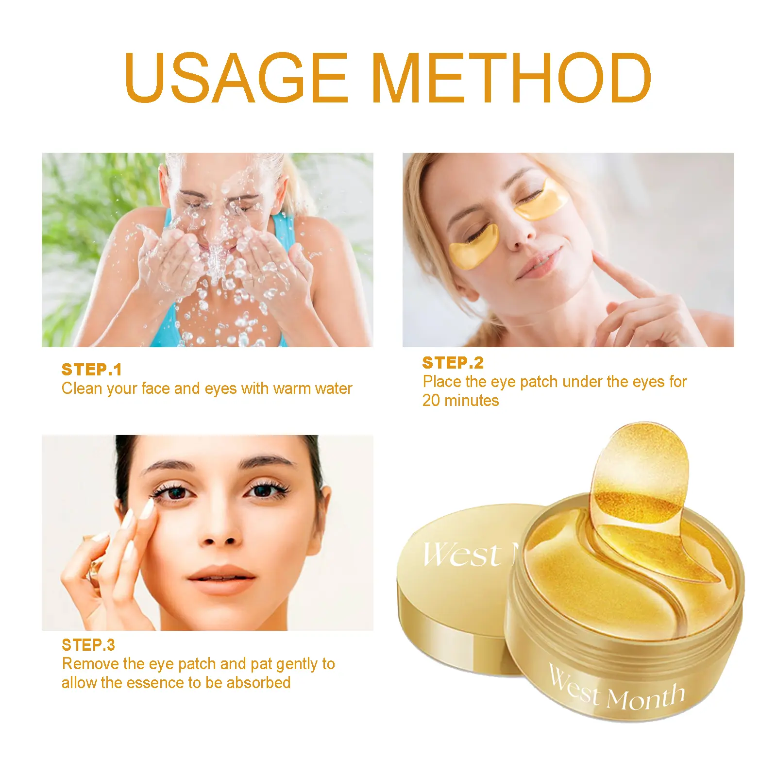 Gold Snail Hydrating Eye Patches for Dark Circles & Fine Lines - West&Month 4 gold snail eye patch hydrating eye care West Month 118 2599