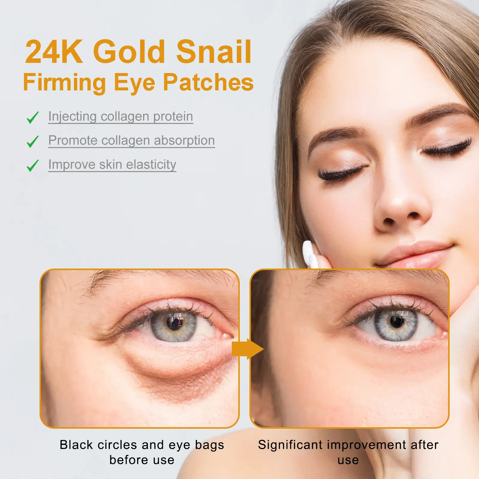 Gold Snail Hydrating Eye Patches for Dark Circles & Fine Lines - West&Month 7 gold snail eye patch hydrating eye care West Month 118 2602