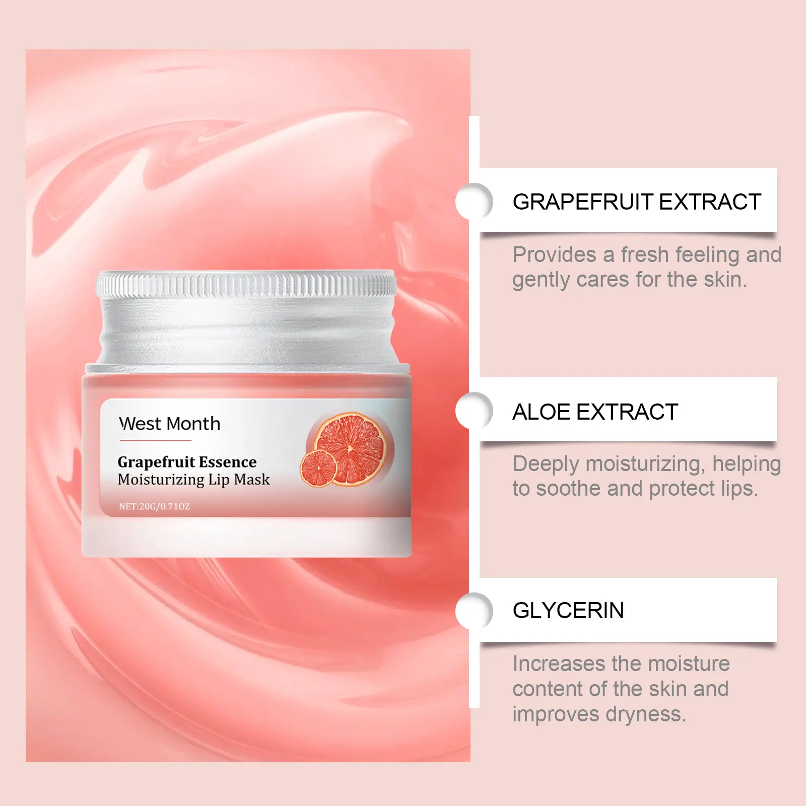 Grapefruit Moisturizing Lip Mask for Nourishing & Brightening - West&Month 8 grapefruit lip mask nourish brighten moisturize West Month 202 3637
