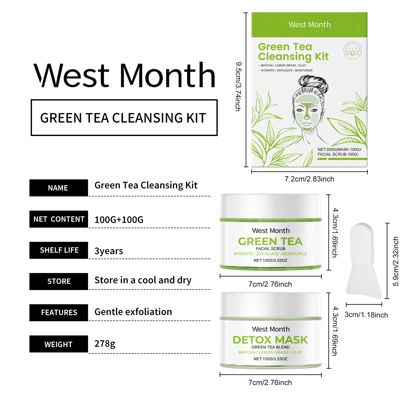 Green Tea Cleansing Set for Balanced and Hydrated Skin - West&Month 1 green tea cleansing set clean balance hydrate tender West Month 636 9231