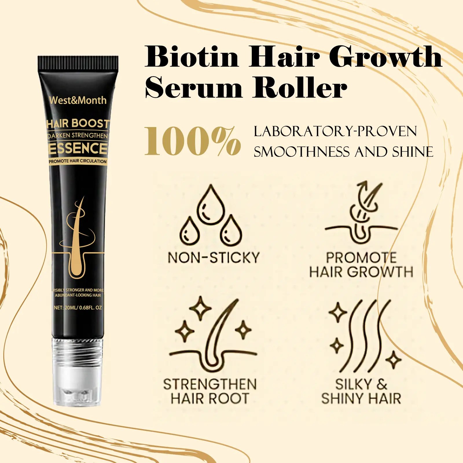 Hair Darkening Strengthening Essence with Scalp Massage Ball | West&Month 6 hair boost essence scalp massage thicken West Month 097 2339