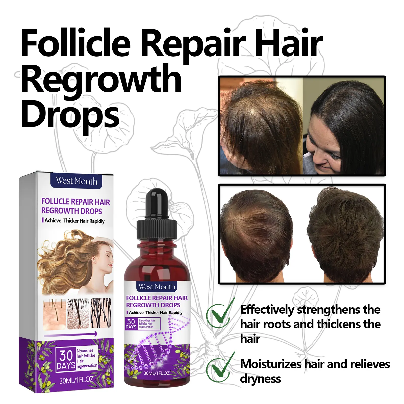 Scalp Moisturizing Hair Essence with Jojoba Oil - West&Month 2 hair care essence gentle moisturize scalp nutrition West Month 392 6131