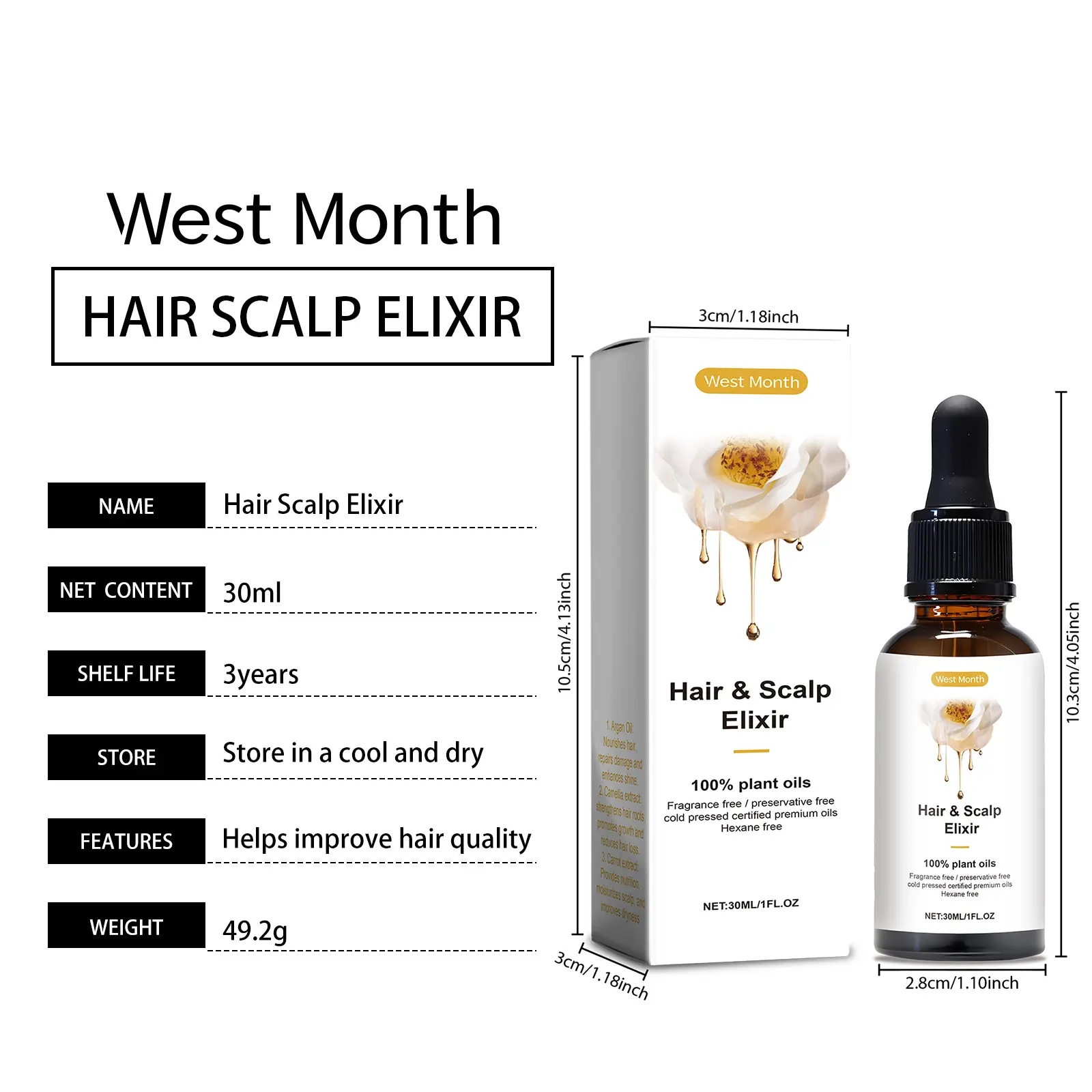 Hair Serum for Strength and Shine - West&Month 1 hair care serum nourish strengthen shine soften West Month 586 8723