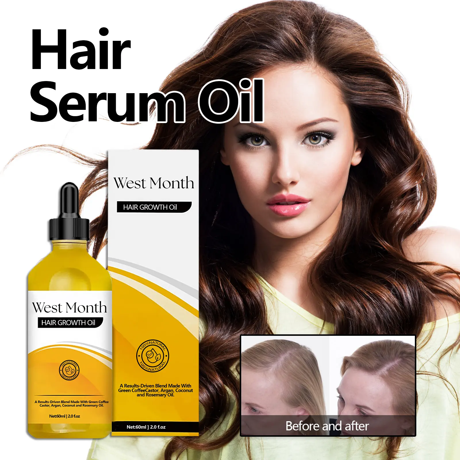 Hair Dense Essential Oil for Stronger, Fuller Hair | West&Month 2 hair dense oil strengthen prevent loss smooth West Month 147 2948