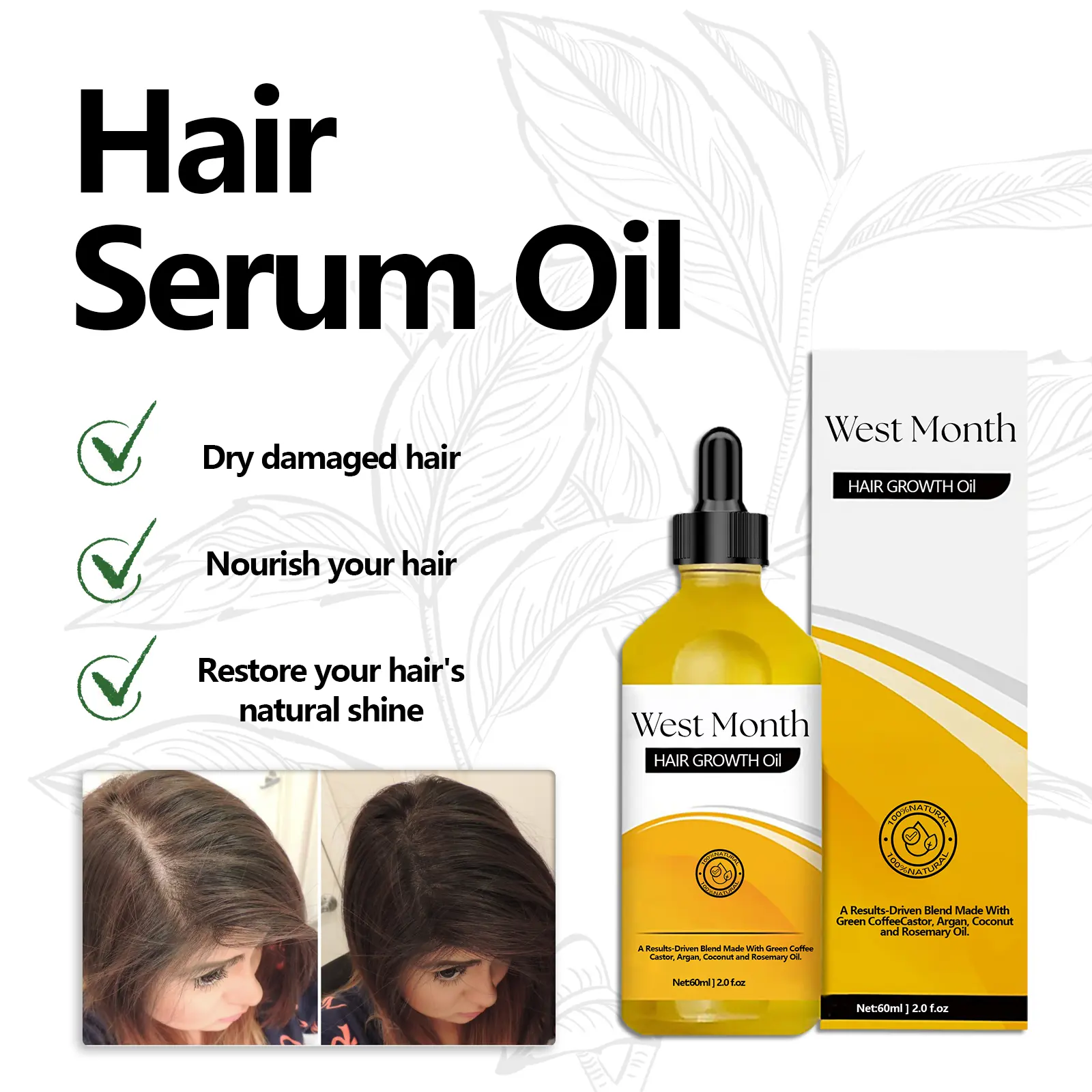 Hair Dense Essential Oil for Stronger, Fuller Hair | West&Month 5 hair dense oil strengthen prevent loss smooth West Month 147 2951