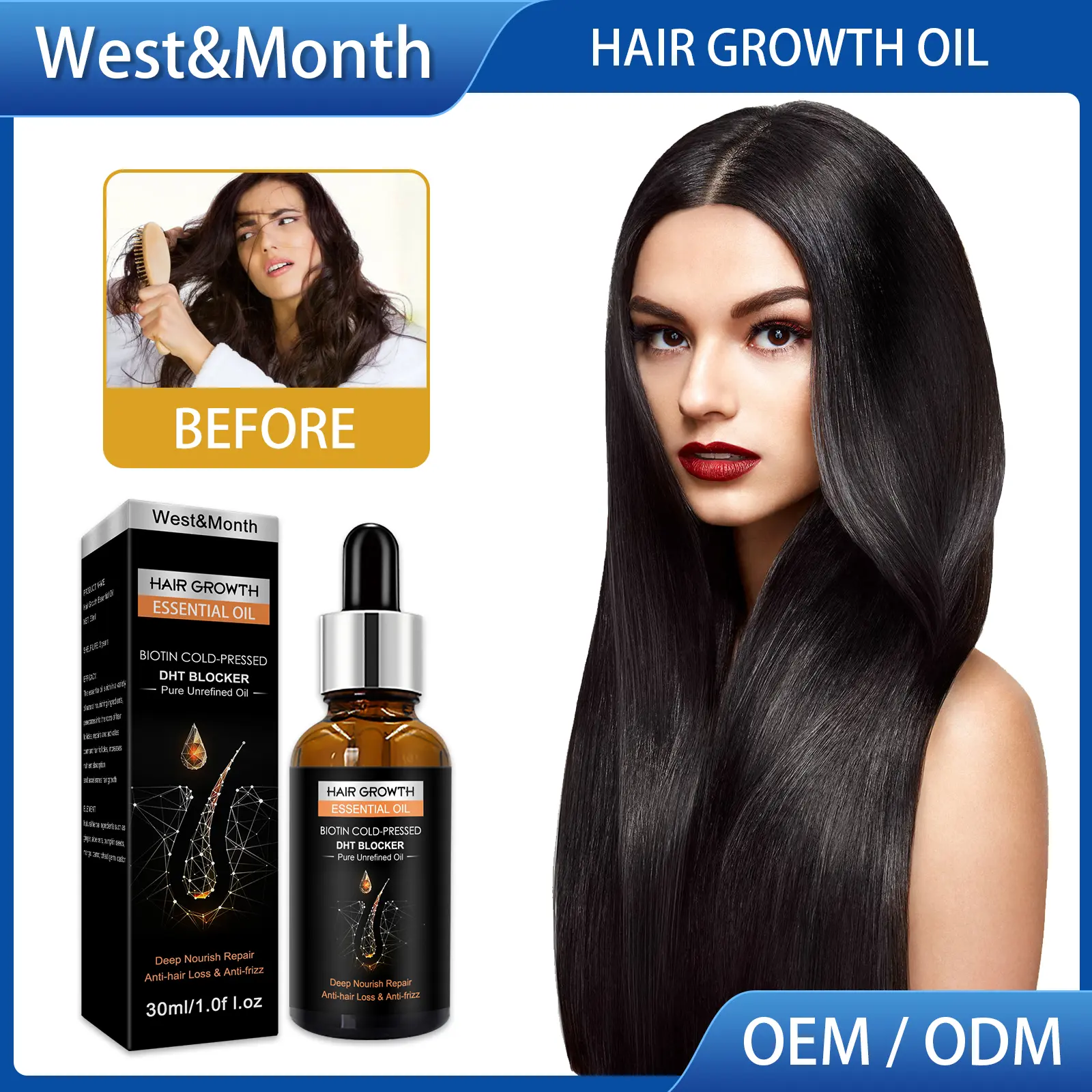 Hair Growth Essential Oil for Dry Hair Repair & Moisture | West&Month 2 hair growth essential oil dense repair dry hair West Month 042 1640