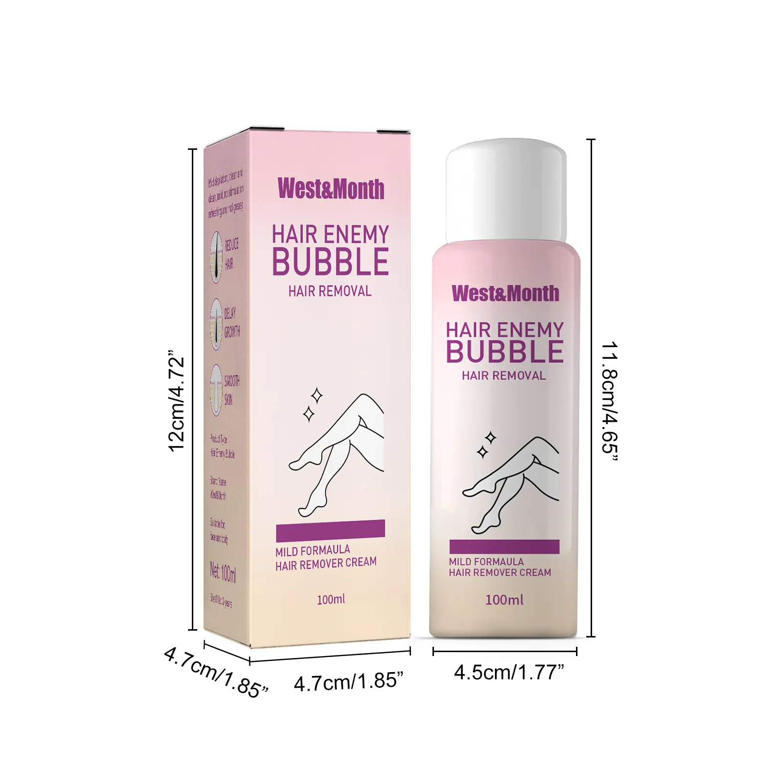 Hair Removal Spray for Sensitive Skin - West&Month Mild Formula 1 hair removal spray mild non irritating full action West Month 102 2399