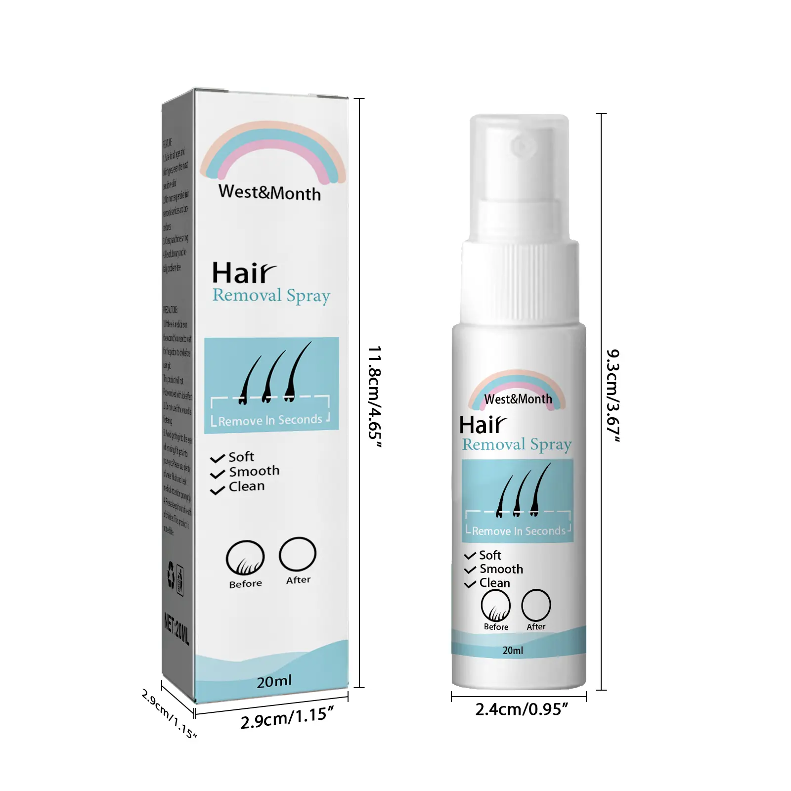 Hair Removal Spray for Underarm & Body Mild Formula West&Month 1 hair removal spray underarm full body mild West Month 033 1523