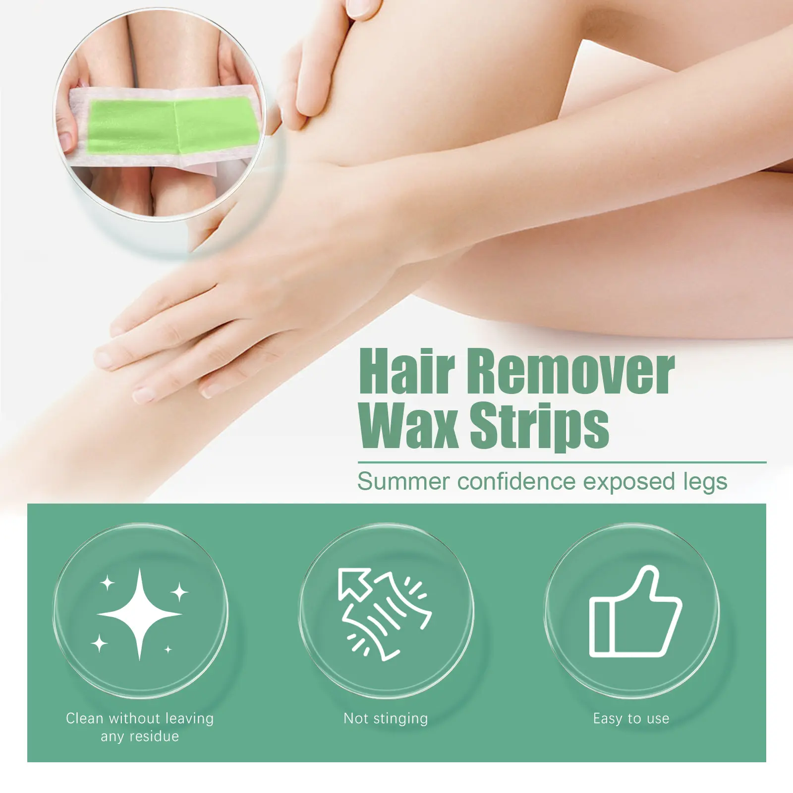 Hair Removal Wax Strips for Smooth Skin - Gentle & Quick - West&Month 5 hair remove wax strips quick gentle no black spots West Month 387 6063