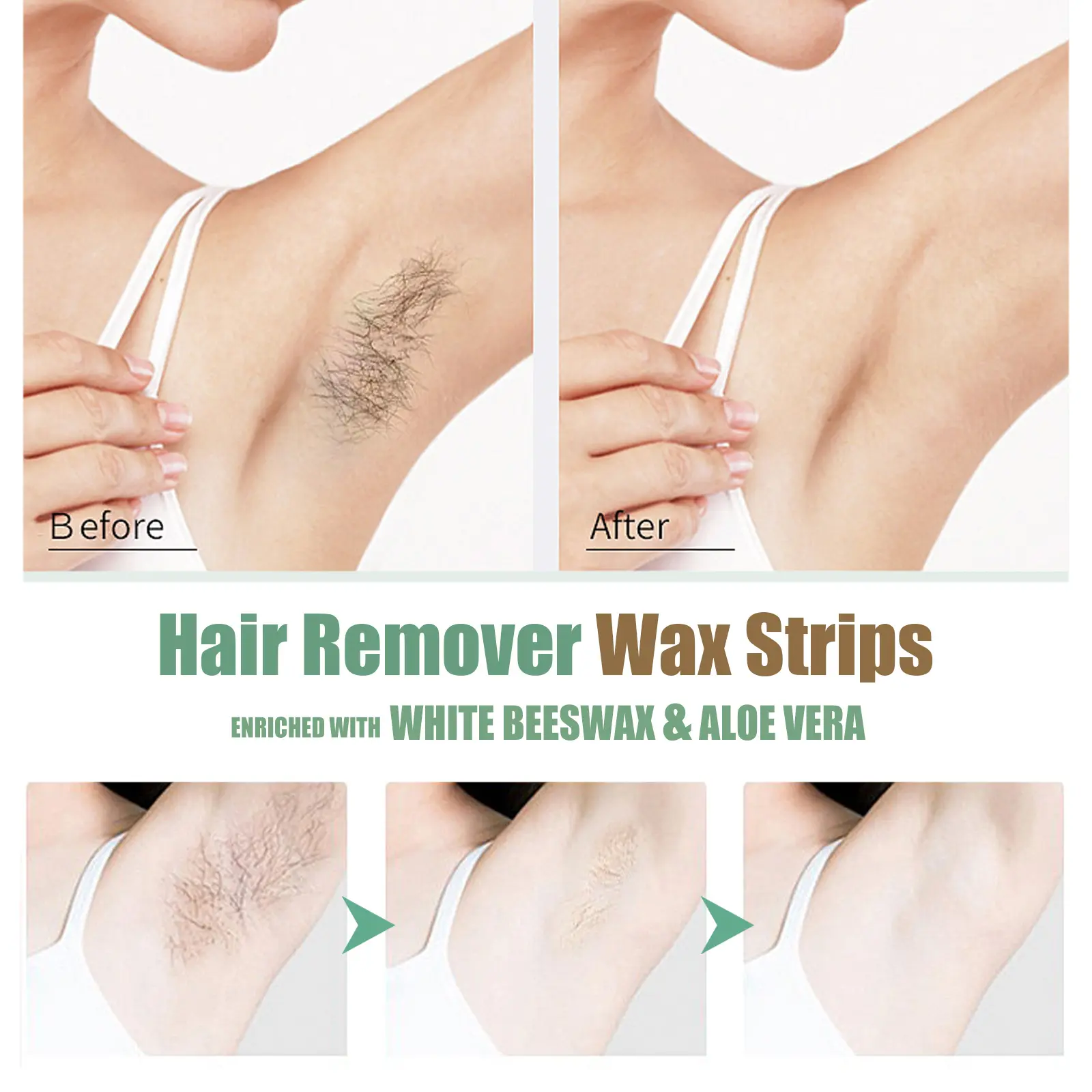 Hair Removal Wax Strips for Smooth Skin - Gentle & Quick - West&Month 8 hair remove wax strips quick gentle no black spots West Month 387 6066