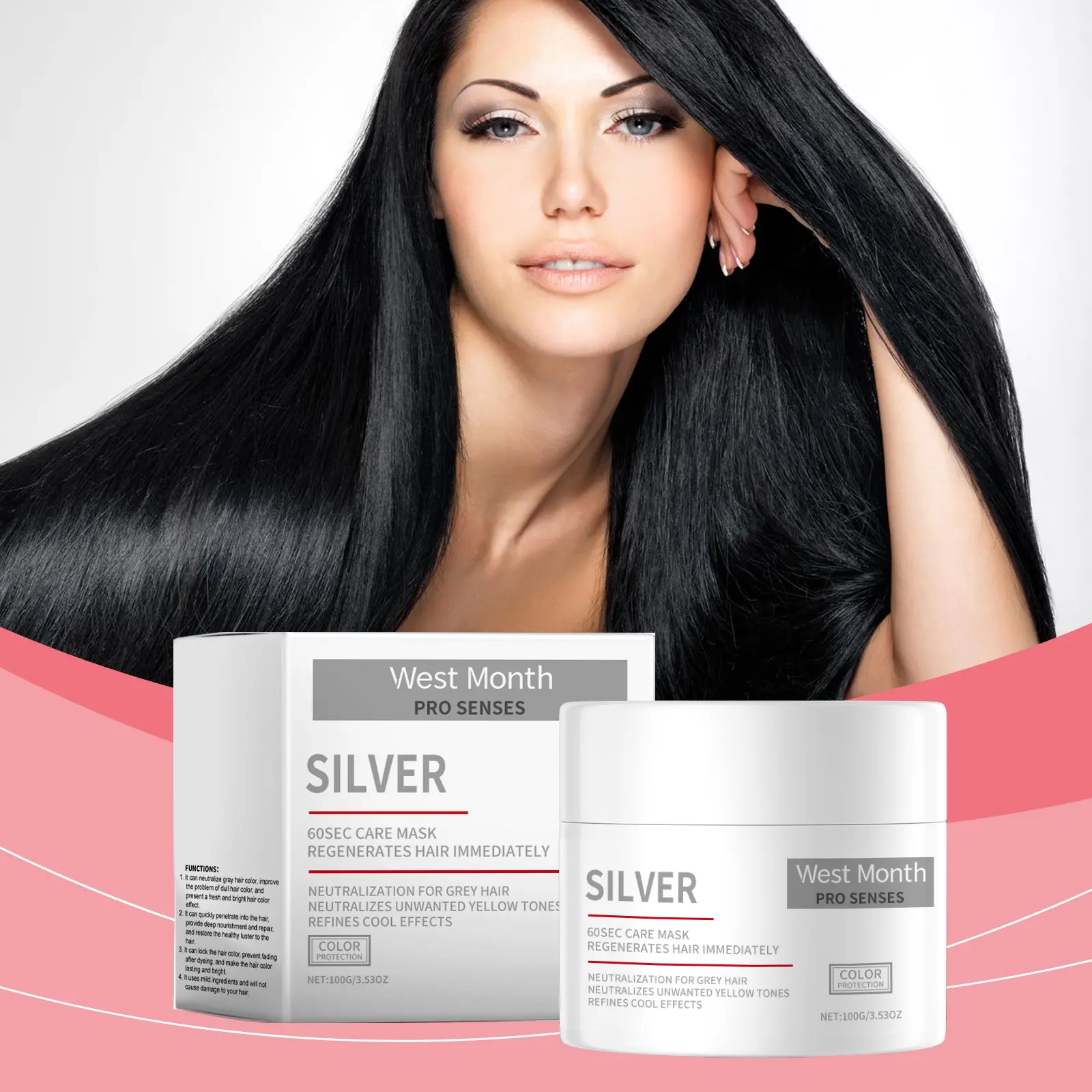 Dry Frizzy Hair Mask - 60s Smoothing & Moisturizing Treatment - West&Month 2 hair treatment mask repair dry frizz moisturize West Month 646 9355