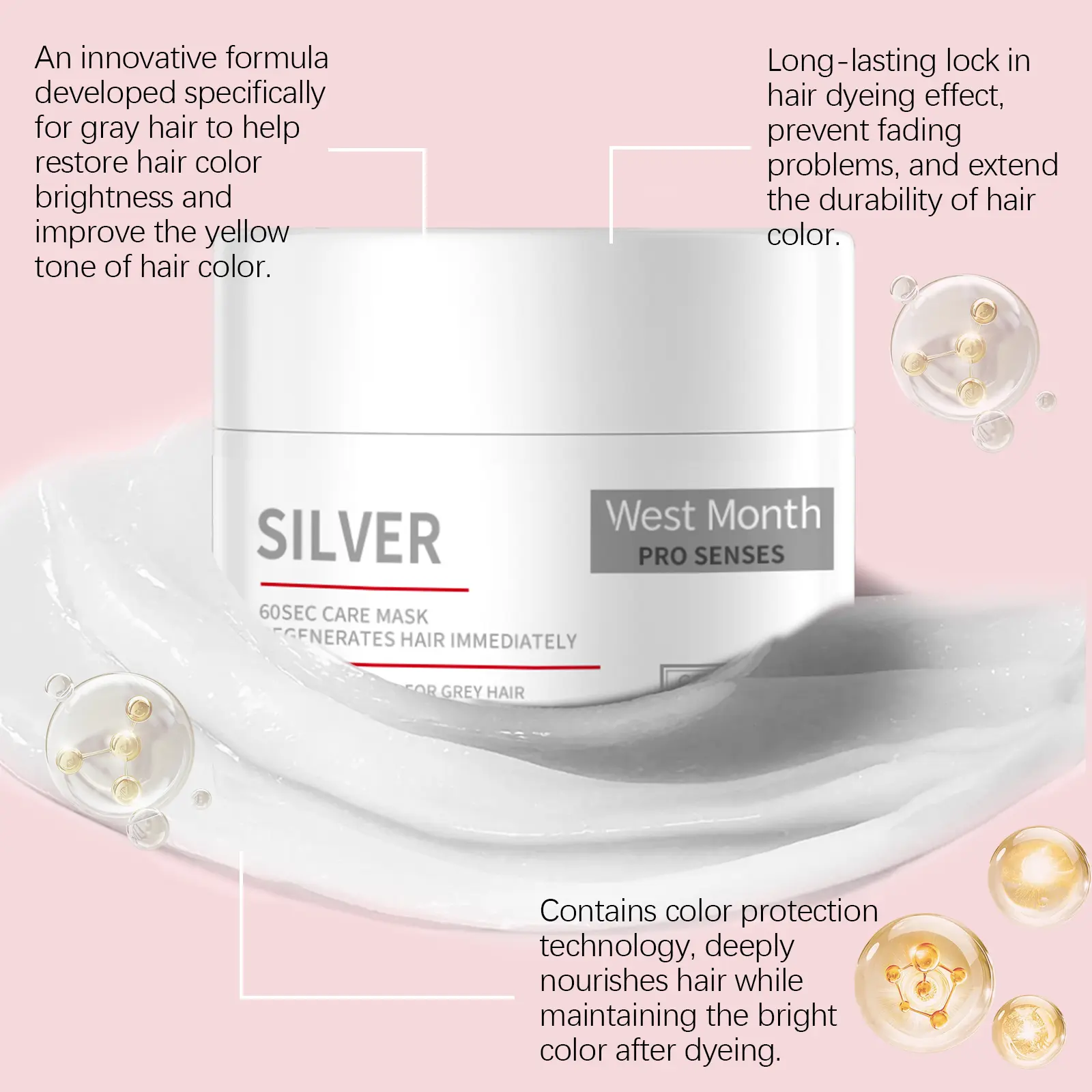 Dry Frizzy Hair Mask - 60s Smoothing & Moisturizing Treatment - West&Month 6 hair treatment mask repair dry frizz moisturize West Month 646 9356