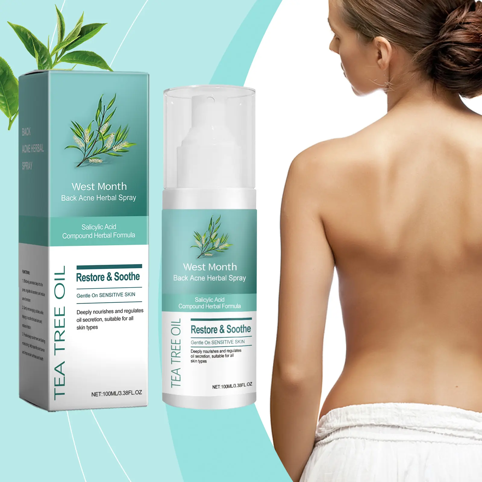 West&Month Herbal Back Care Spray Review: My Skin's New Best Friend 2 Close-up of the West&Month spray being used on skin