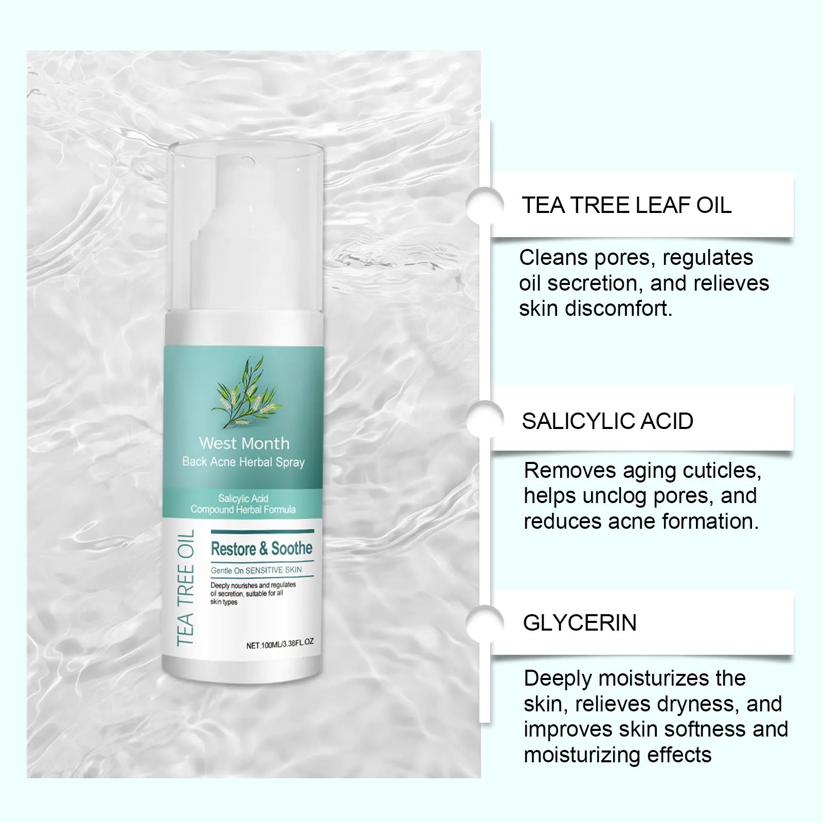 Herbal Back Care Spray Hydrating Moisturizer for Smooth Skin - West&Month 6 herbal back spray gentle hydrating smooth West Month 125 2670