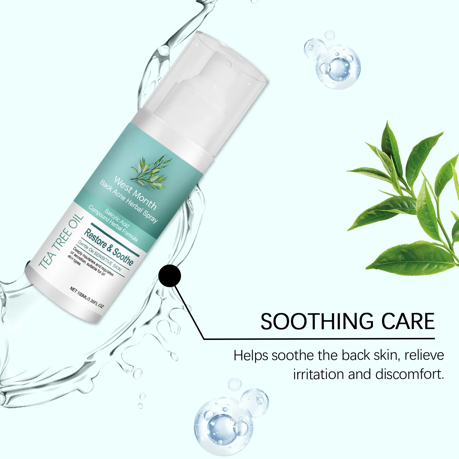 Herbal Back Care Spray Hydrating Moisturizer for Smooth Skin - West&Month 8 herbal back spray gentle hydrating smooth West Month 125 2672