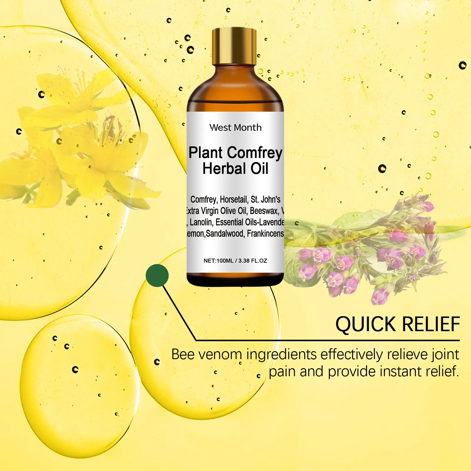 Herbal Comfrey Oil for Joint Massage and Moisturizing - West&Month 7 herbal compost oil massage moisturize joint West Month 561 8469