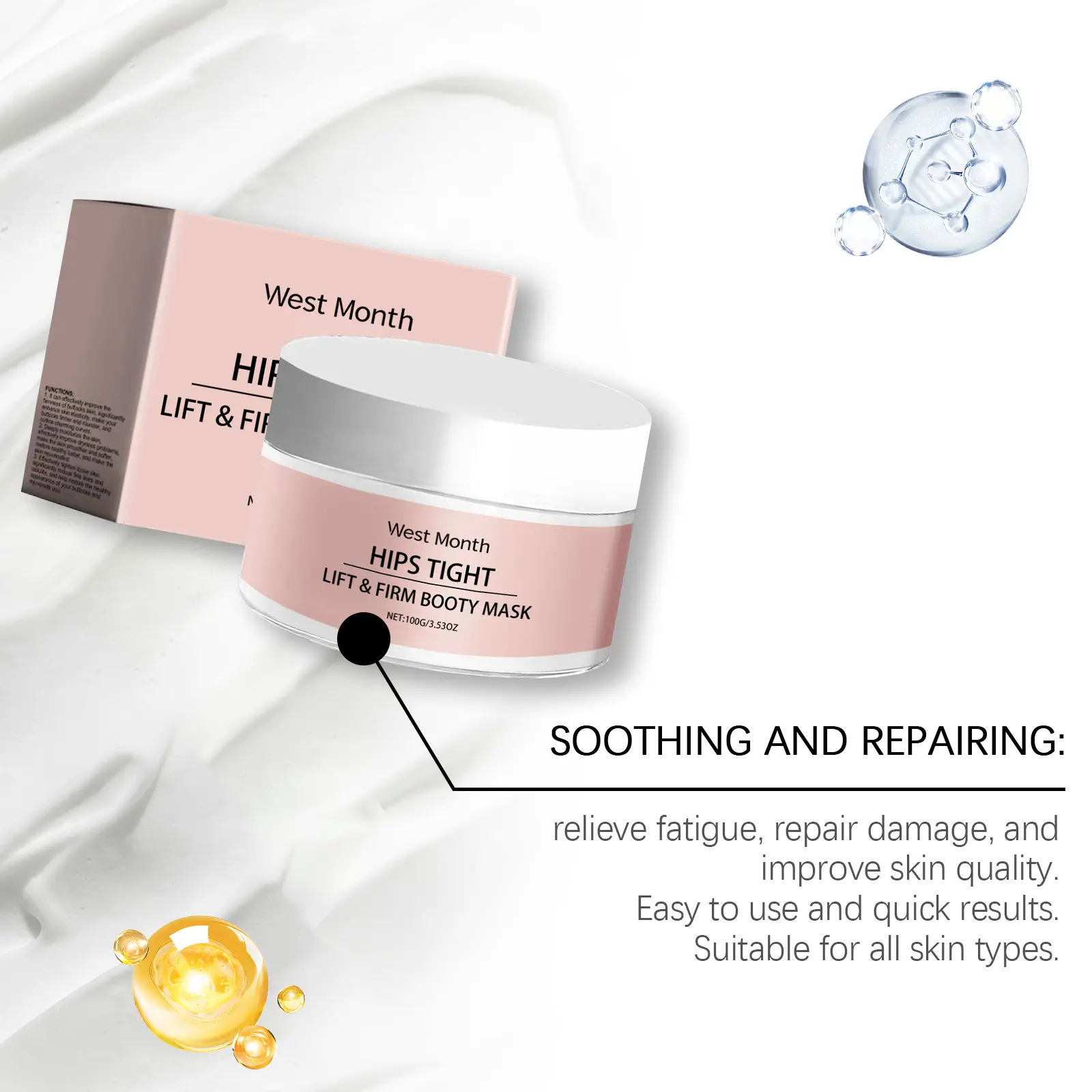 Firming Hip & Buttock Moisturizer with Collagen | West&Month 7 hip moisturizer firming hydrating lift West Month 128 2716