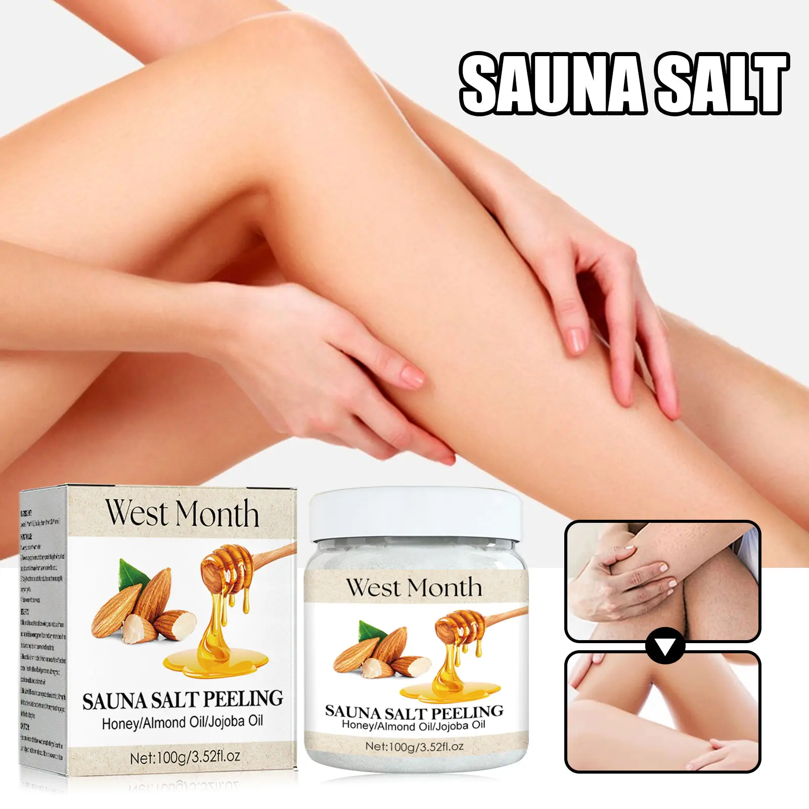 Honey Almond Body Scrub for Chicken Skin & KP - West&Month 8 honey almond bath salt scrub clean horny West Month 228 3980