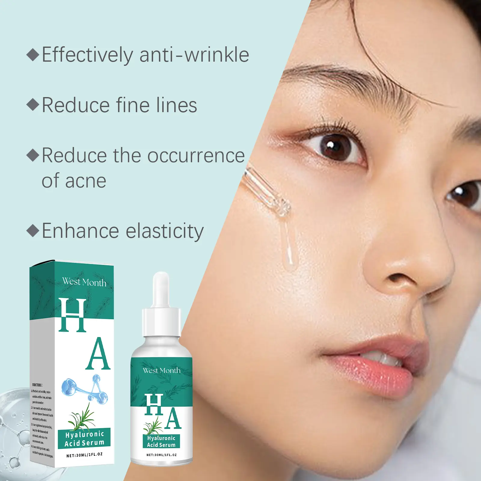 Hyaluronic Acid Essence for Smooth & Hydrated Skin - West&Month 8 hyaluronic acid essence hydrate balance oil rejuvenate West Month 533 8143