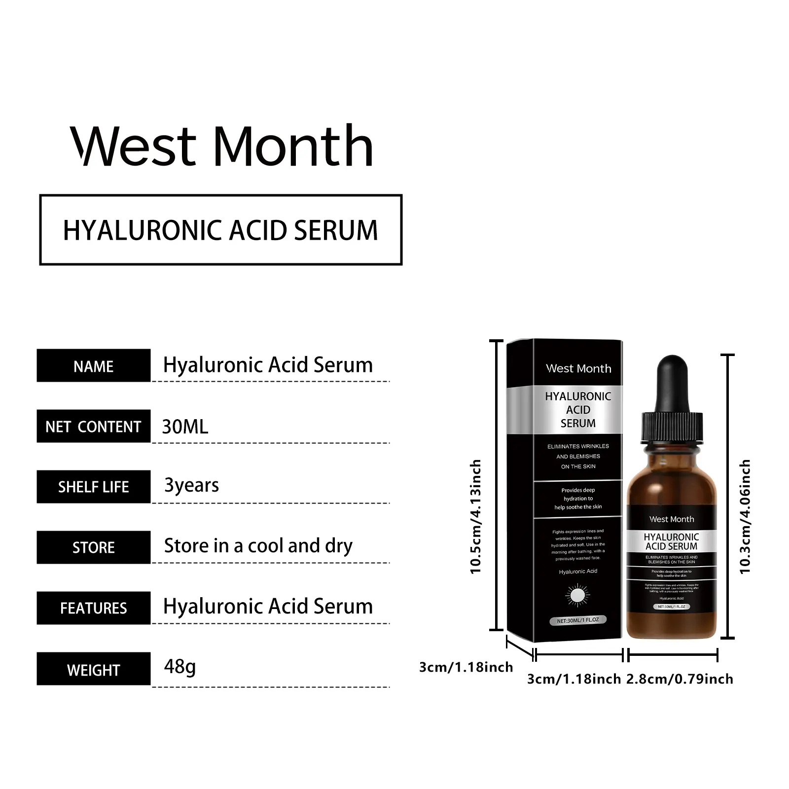 Hyaluronic Acid Facial Essence Hydrating Skin Care - West&Month 1 hyaluronic acid essence skin hydrating care West Month 600 8853