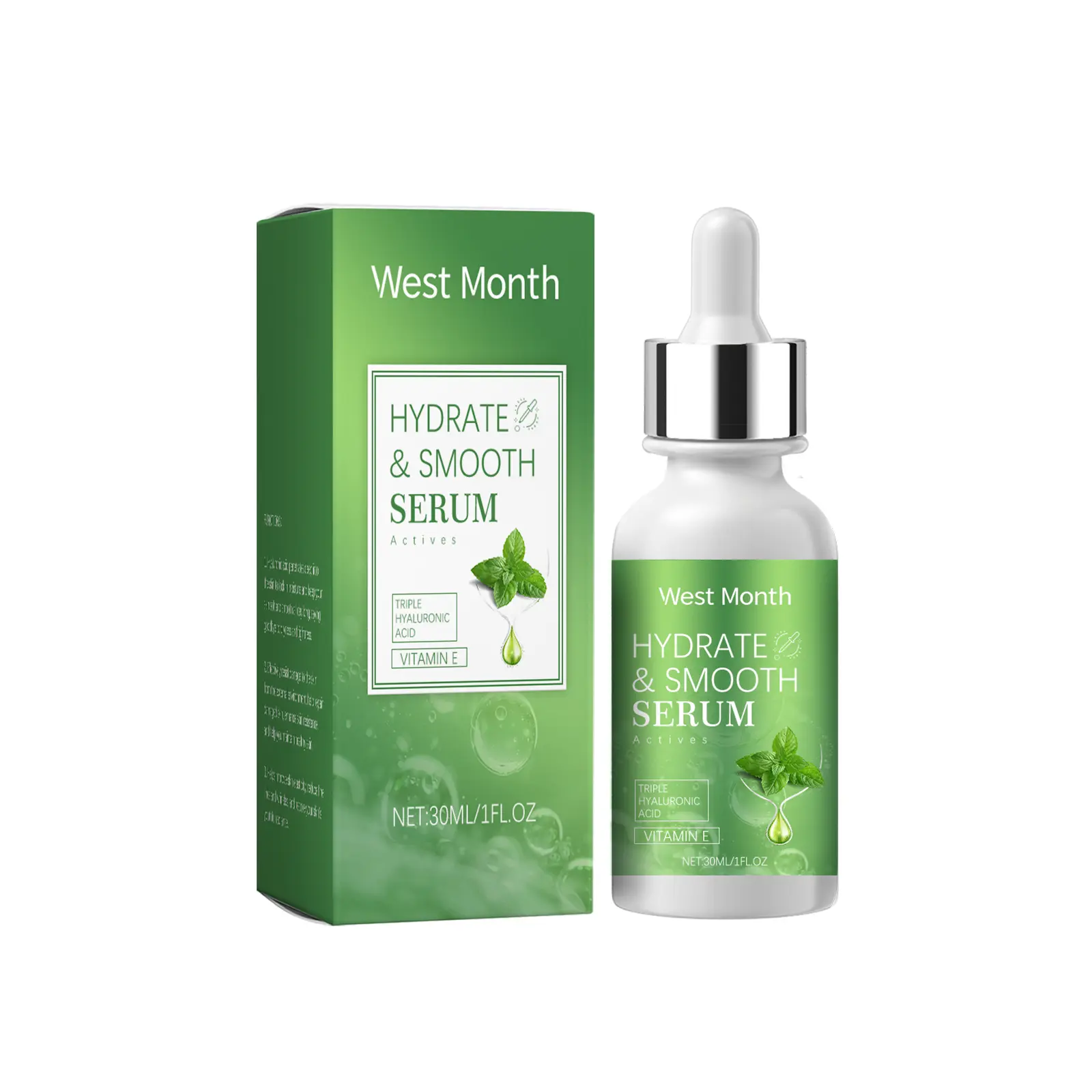 West&Month Hyaluronic Acid Serum Review 1 West&Month Hyaluronic Acid Serum bottle with dropper on a clean background