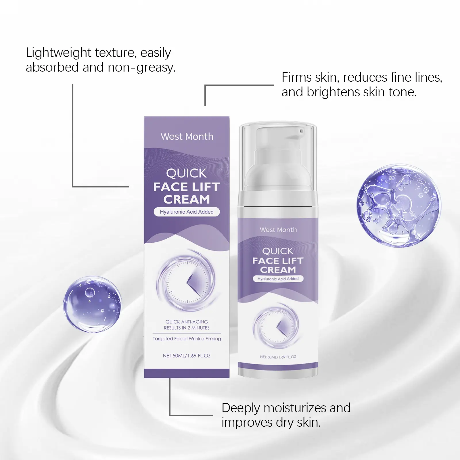 Hyaluronic Acid Hydrating Face Cream for Deep Moisture - West&Month 6 hydrating face cream hyaluronic acid massage West Month 643 9319