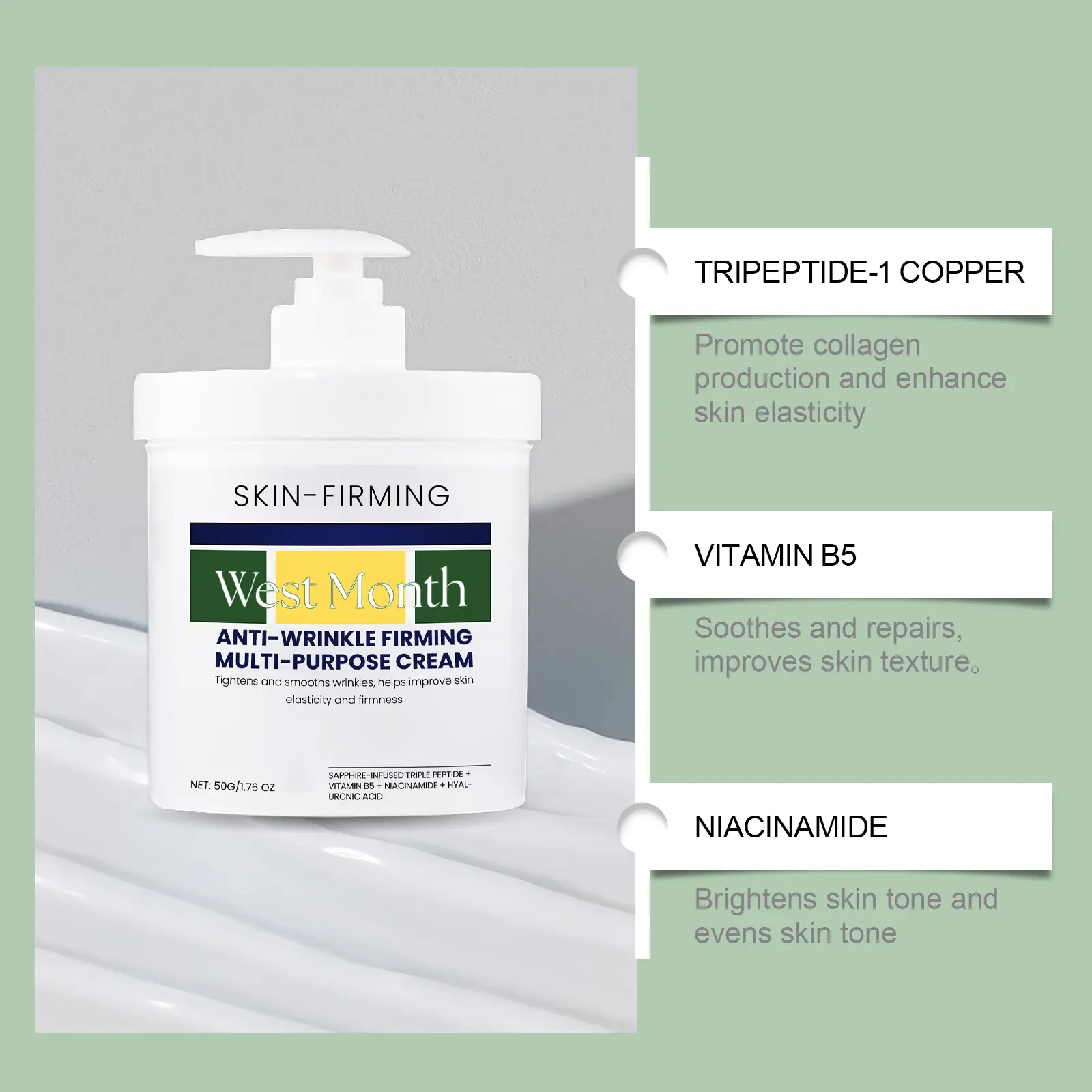 Hydrating Firming Face Cream for Wrinkles & Brightening - West&Month 5 hydrating firming face cream repair brighten West Month 200 3609