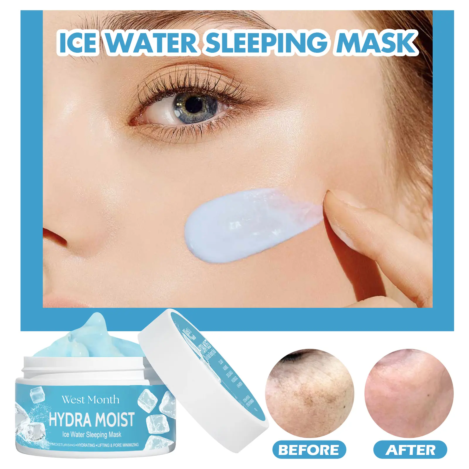 Hydrating Sleep Mask - Overnight Moisturizing Treatment - West&Month 6 hydrating sleep mask clean pores lighten lines West Month 321 5148