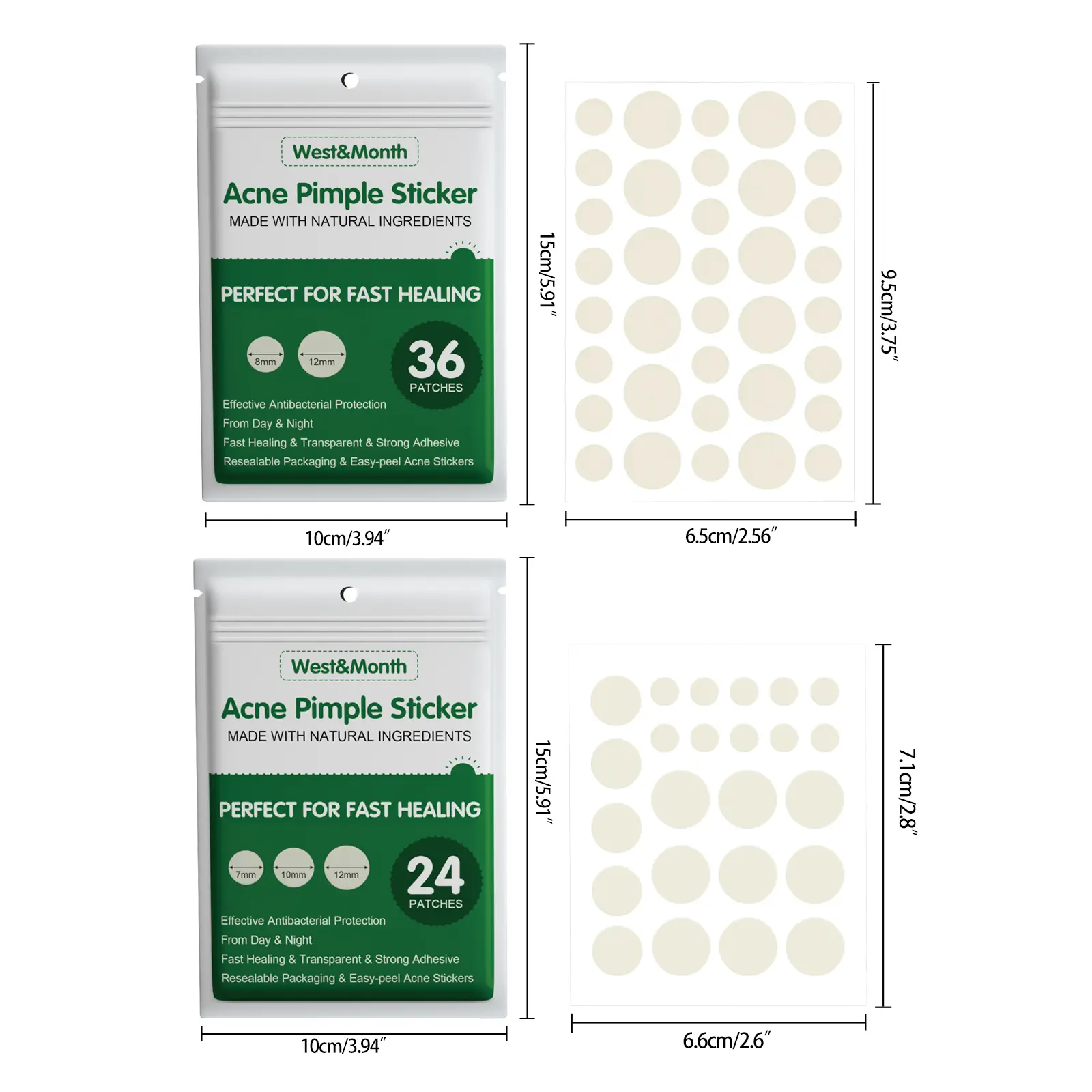 Hydrocolloid Acne Patches - Invisible & Breathable (24 Count) | West&Month 1 hydrocolloid acne patches 24pcs invisible West Month 025 1425