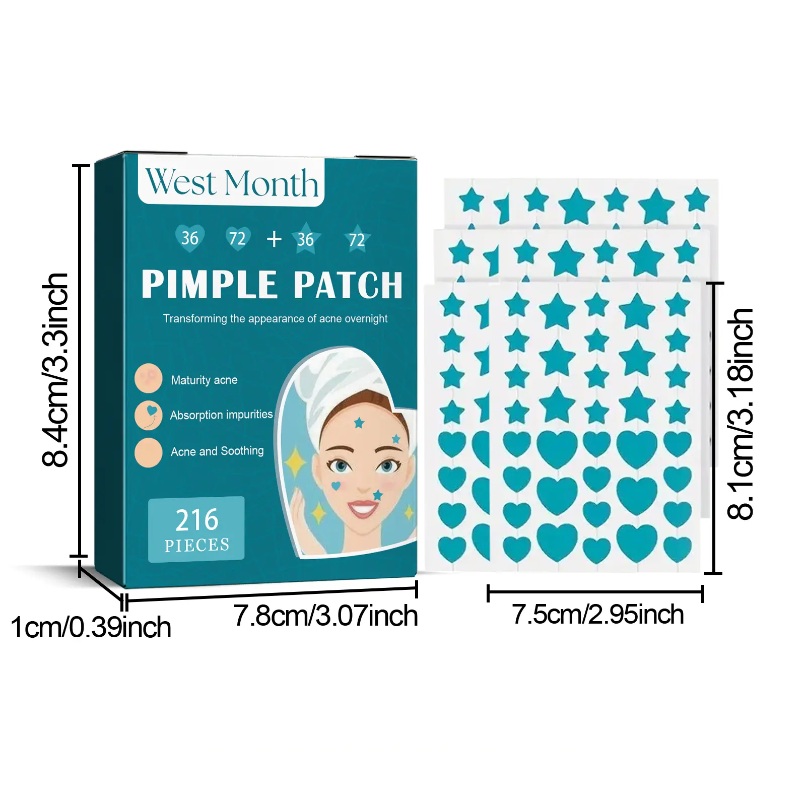 Hydrocolloid Acne Patches - Invisible Waterproof Spot Treatment - West&Month 1 hydrocolloidal acne patch repair acne West Month 020 1355