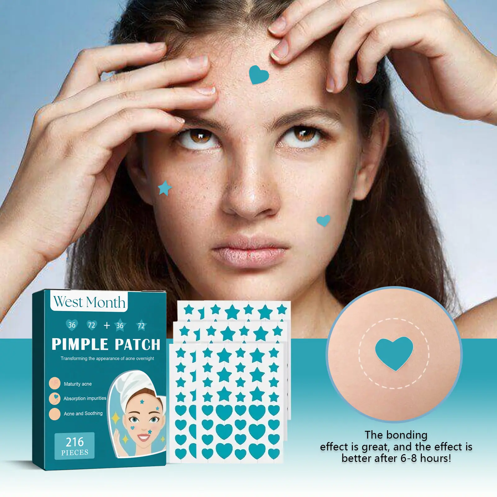 Hydrocolloid Acne Patches - Invisible Waterproof Spot Treatment - West&Month 7 hydrocolloidal acne patch repair acne West Month 020 1360