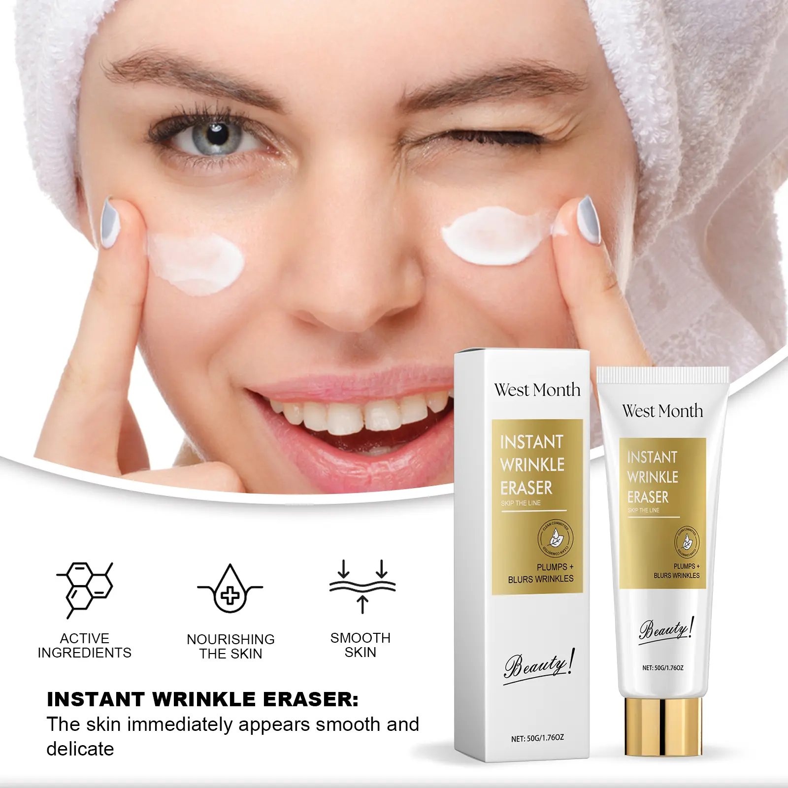 Facial Wrinkle Cream for Firming & Moisturizing - West&Month 6 instant wrinkle eraser fade moisturize firm West Month 197 3567